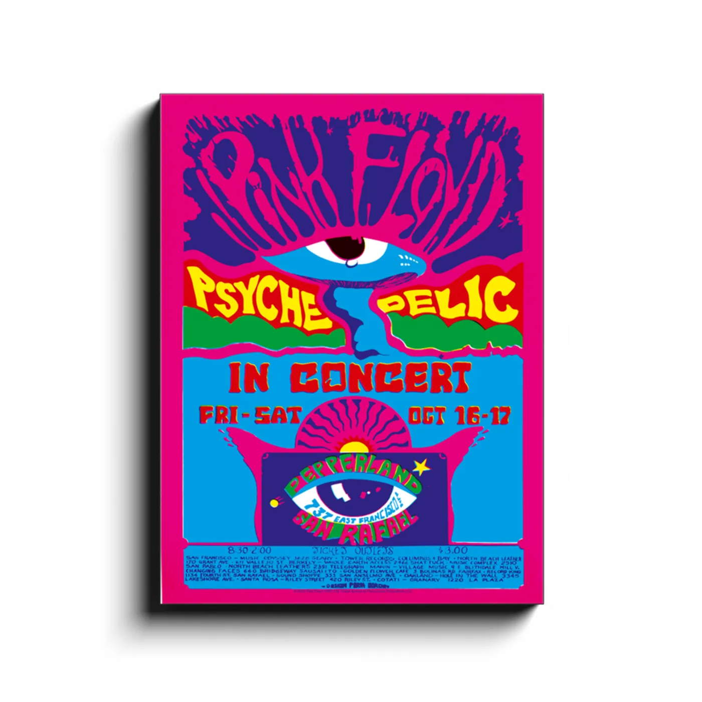 Pink Floyd Wall Art | 1970 Atom Heart Osceola Concert Pink Floyd Canvas Wrap