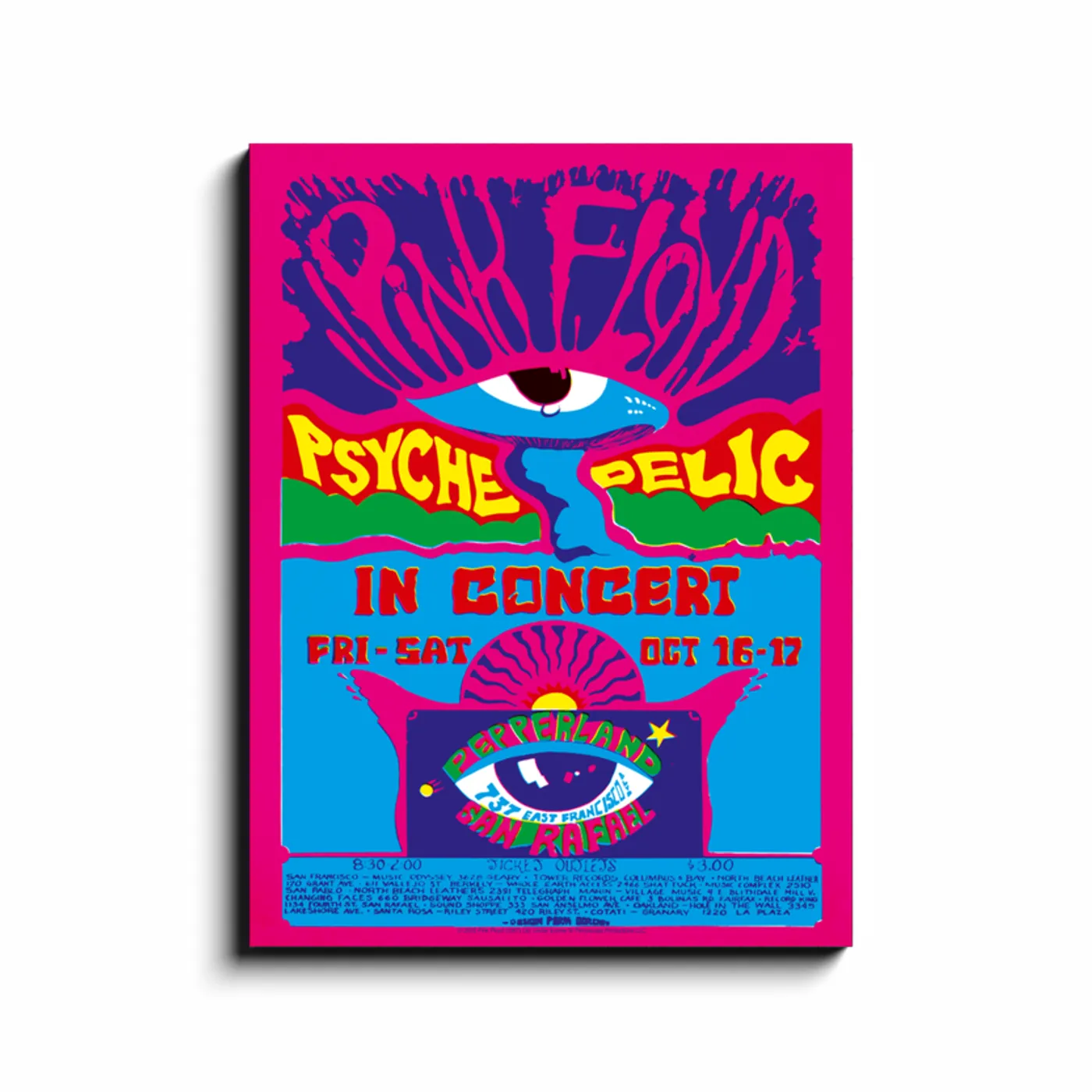 Pink Floyd Wall Art | 1970 Atom Heart Osceola Concert Pink Floyd Canvas Wrap