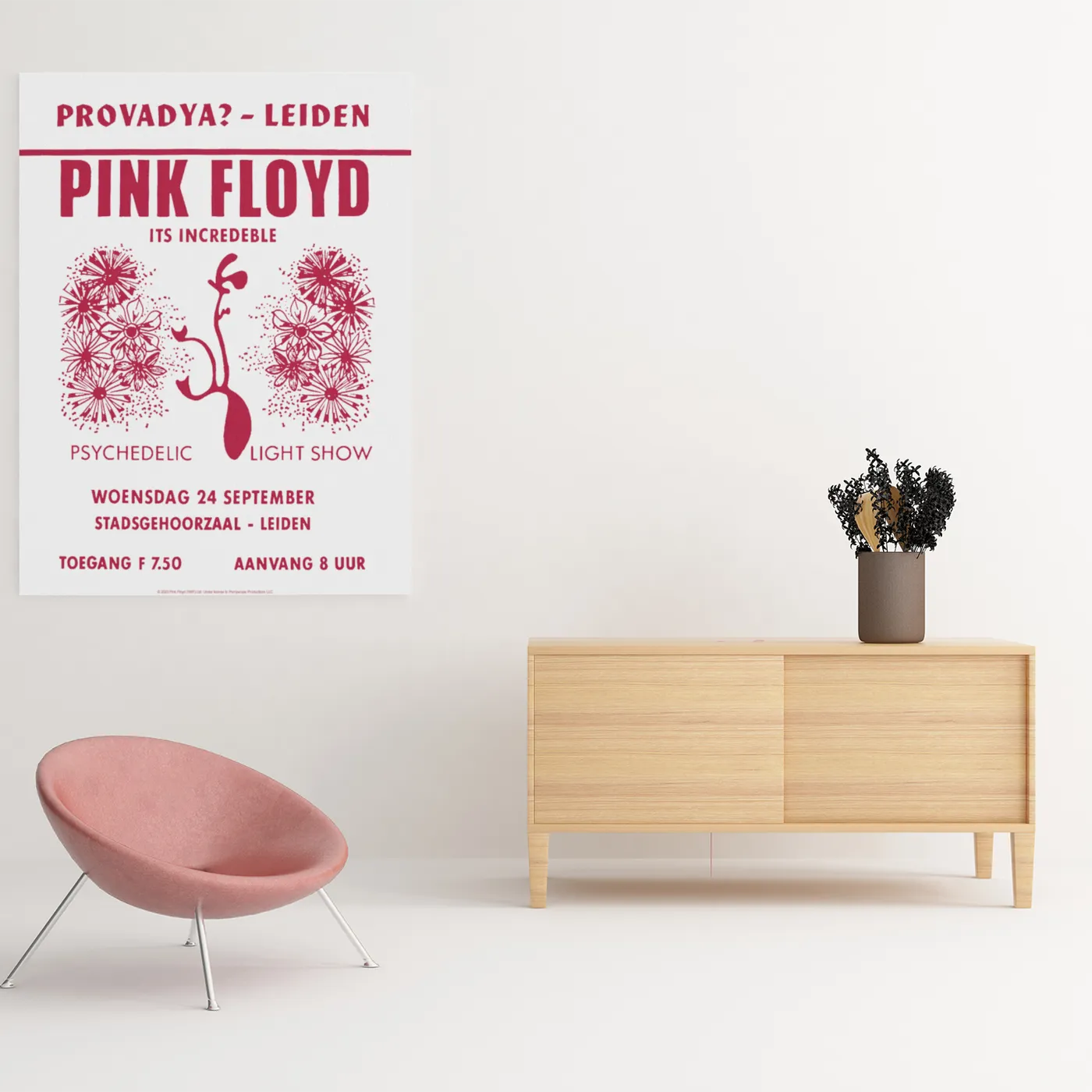 Pink Floyd Wall Art | 1969 Provadya Leiden Concert Pink Floyd Canvas Wrap