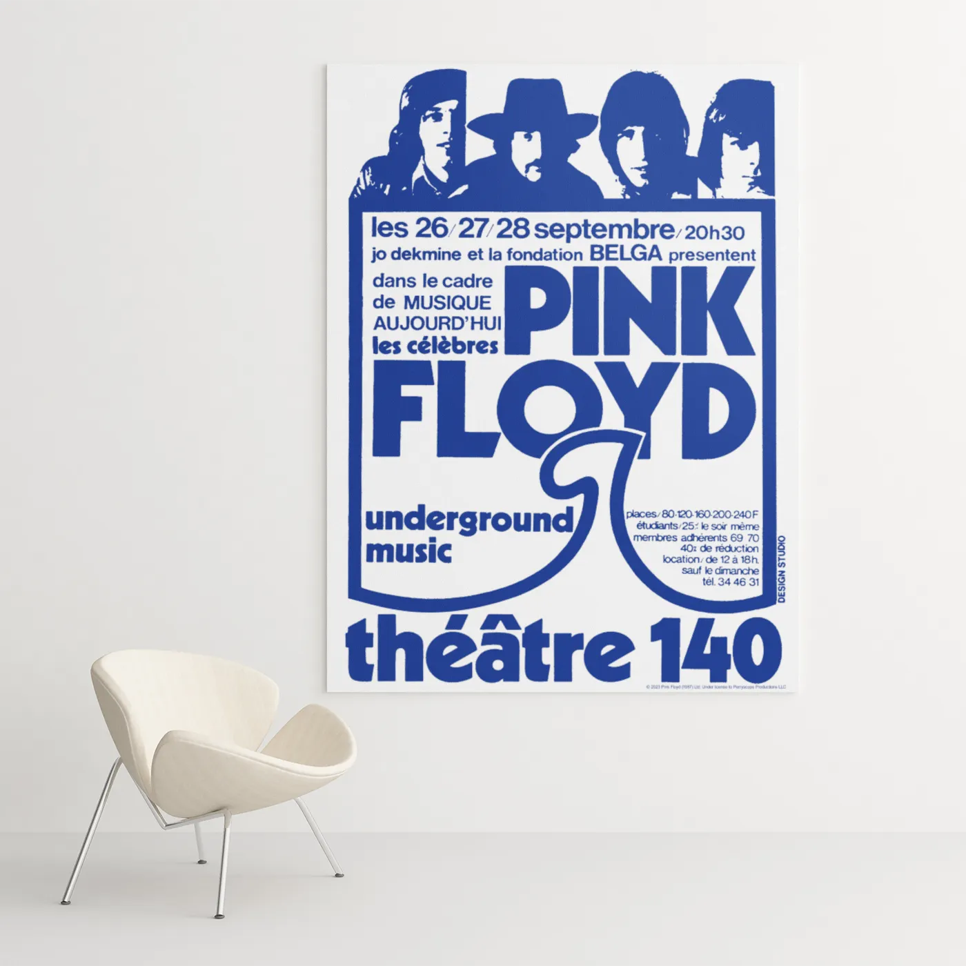 Pink Floyd Wall Art | 1969 Theatre 140 Brussels Belgium Concert Pink Floyd Canvas Wrap
