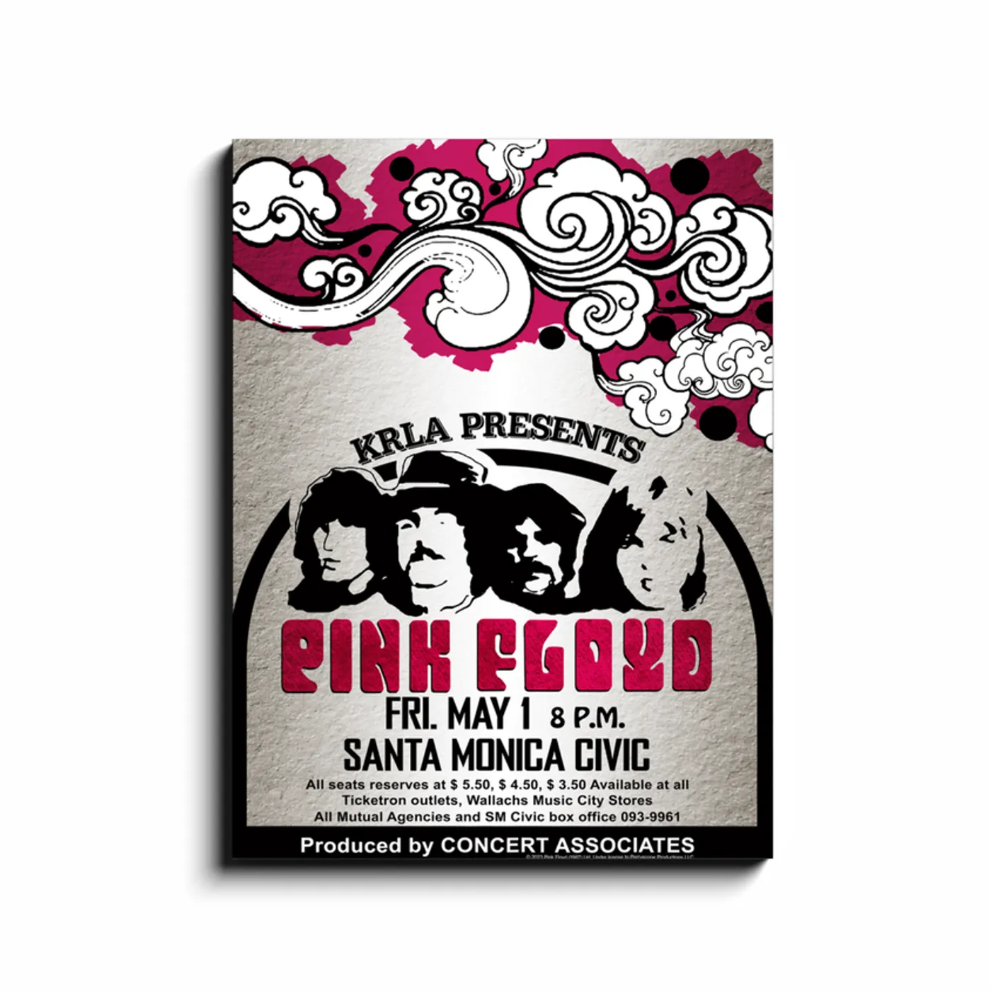 Pink Floyd Wall Art | 1970 Civic Auditorium Santa Monica Concert Pink Floyd Canvas Wrap