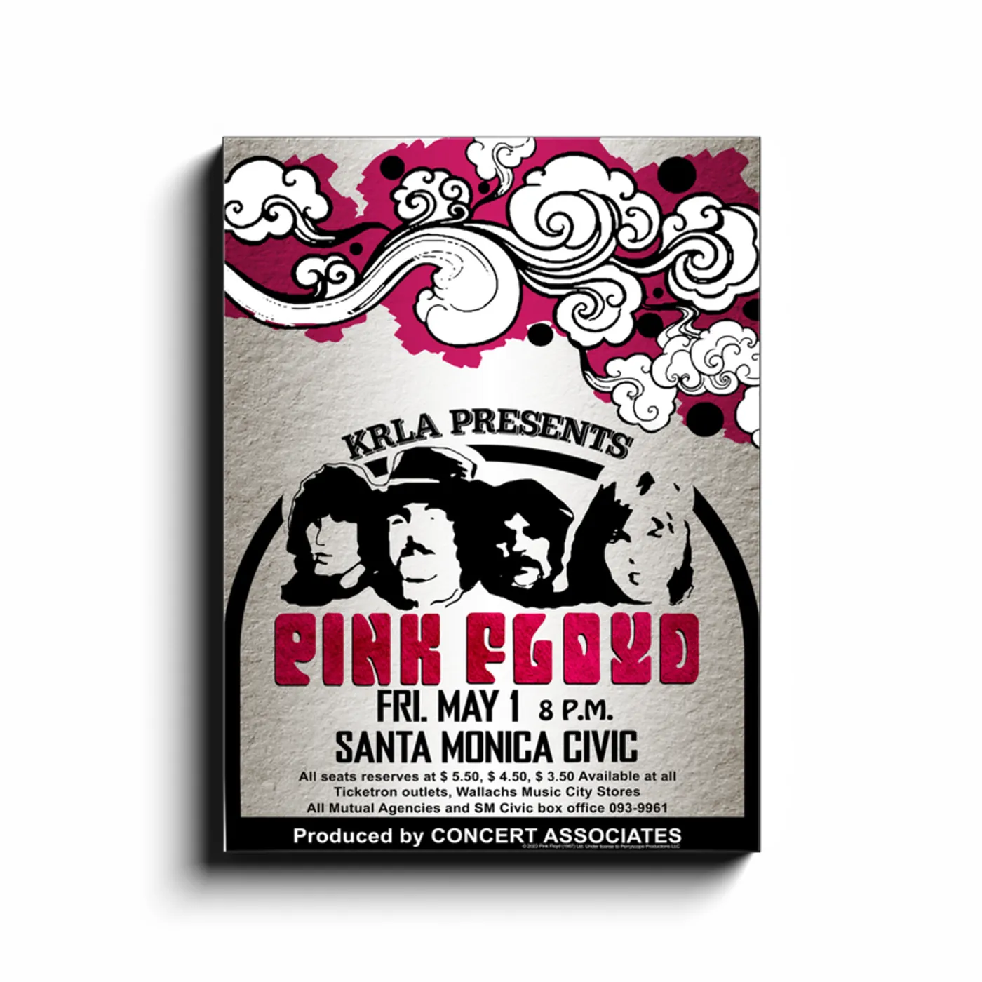 Pink Floyd Wall Art | 1970 Civic Auditorium Santa Monica Concert Pink Floyd Canvas Wrap