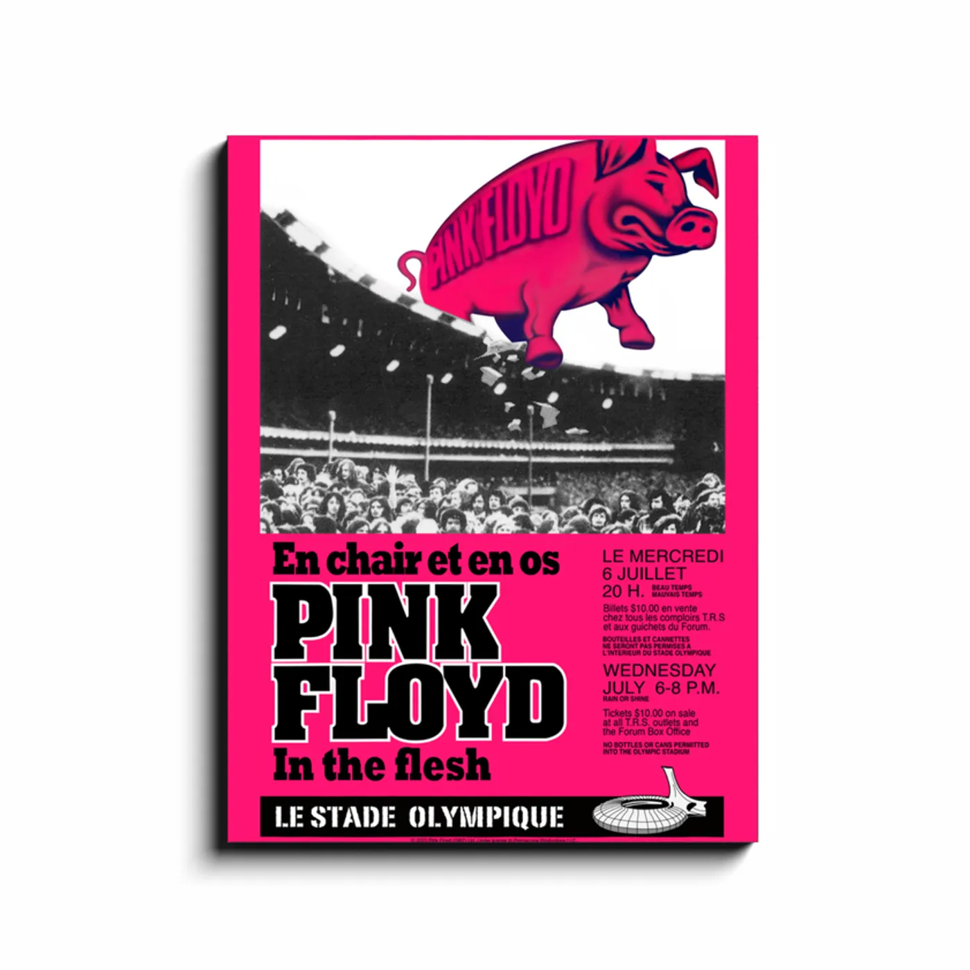 Pink Floyd Wall Art | In The Flesh Le Stade Olympique Concert Pink Floyd Canvas Wrap