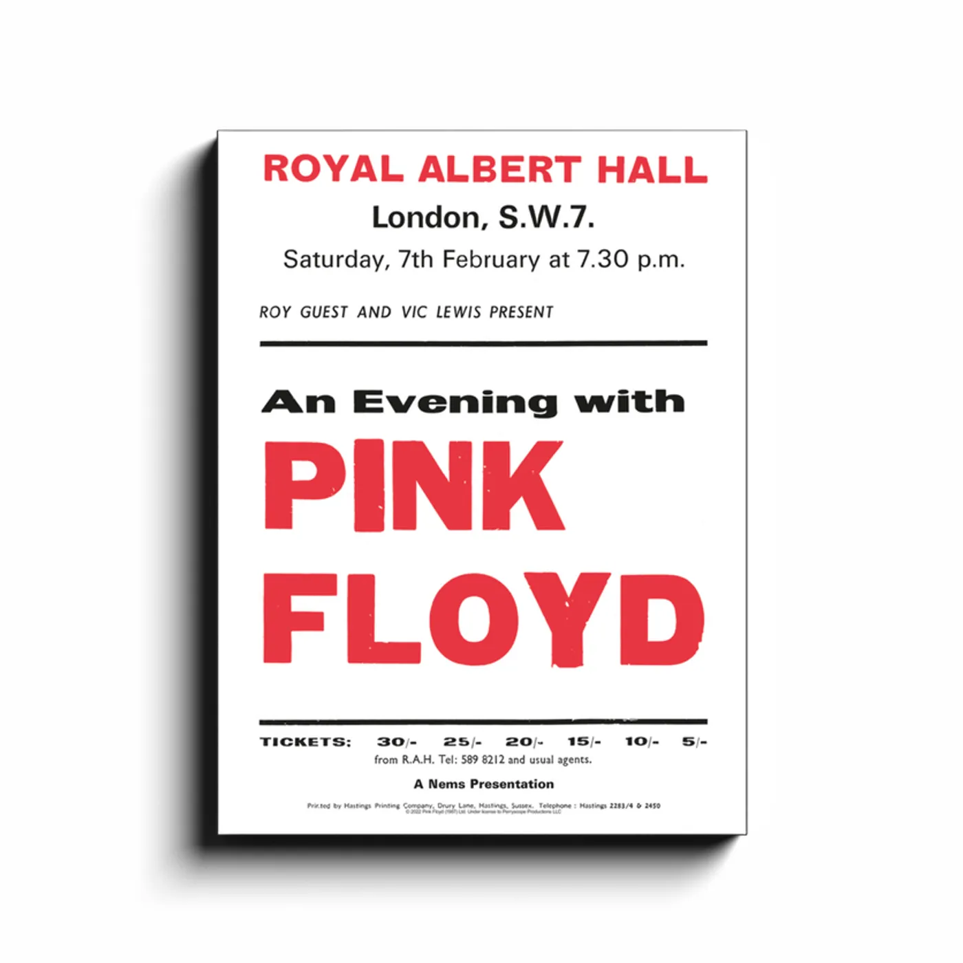 Pink Floyd Wall Art | 1970 Royal Albert Hall London Concert Pink Floyd Canvas Wrap