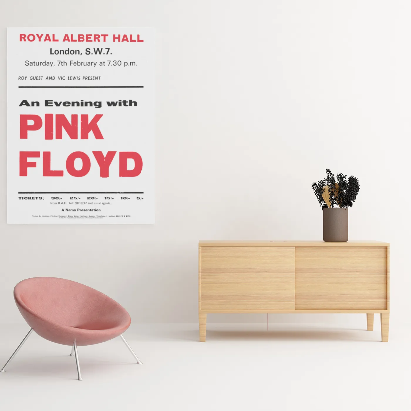 Pink Floyd Wall Art | 1970 Royal Albert Hall London Concert Pink Floyd Canvas Wrap