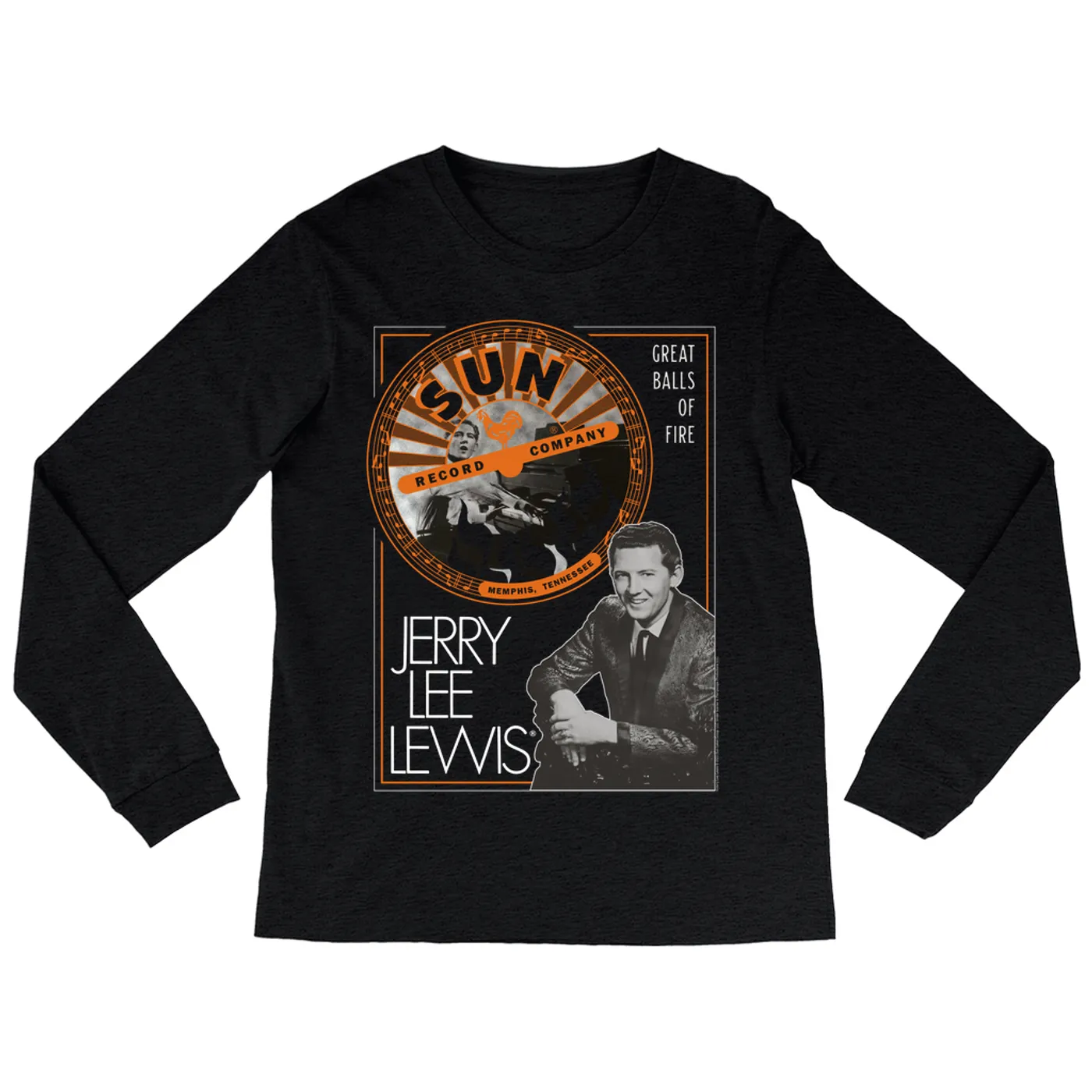 Jerry Lee Lewis Sun Records Long Sleeve Shirt | Great Balls of Fire Design Sun Records Shirt