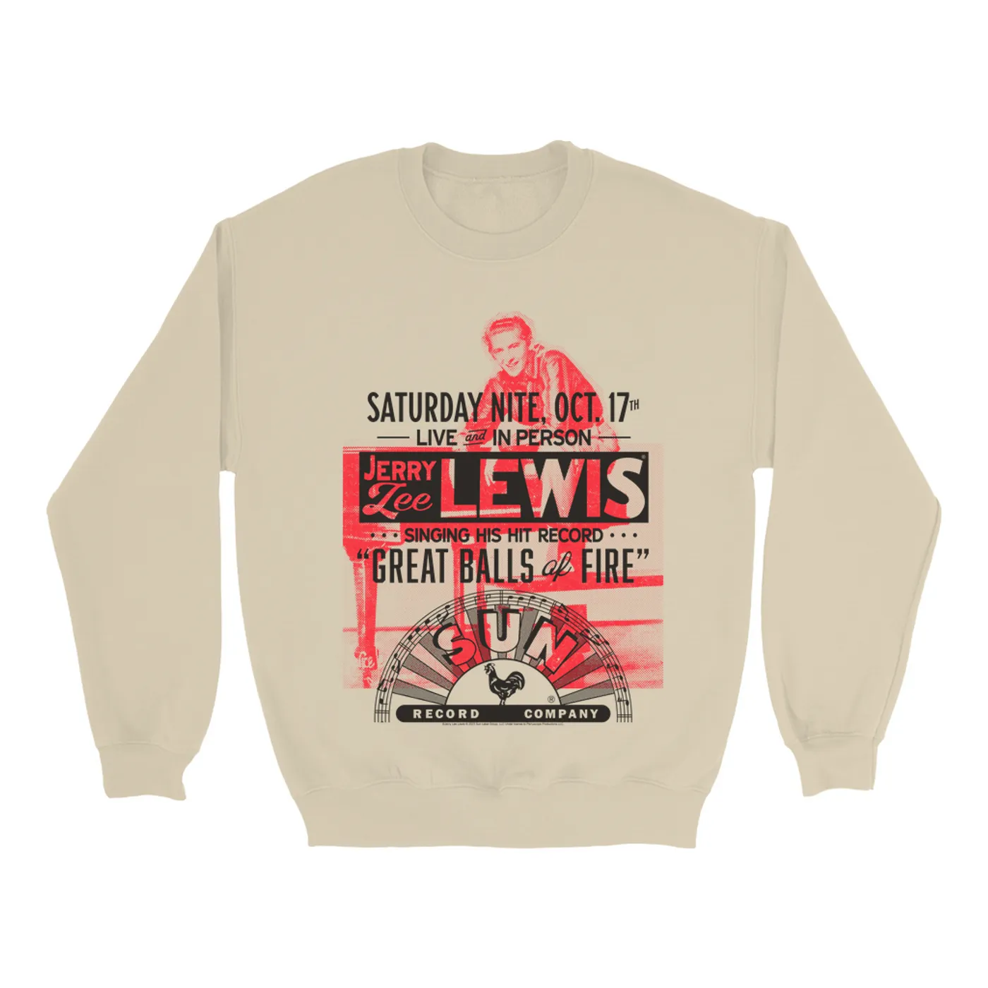 Jerry Lee Lewis Sun Records Sweatshirt | Great Balls of Fire Live In Concert Sun Records Sweatshirt
