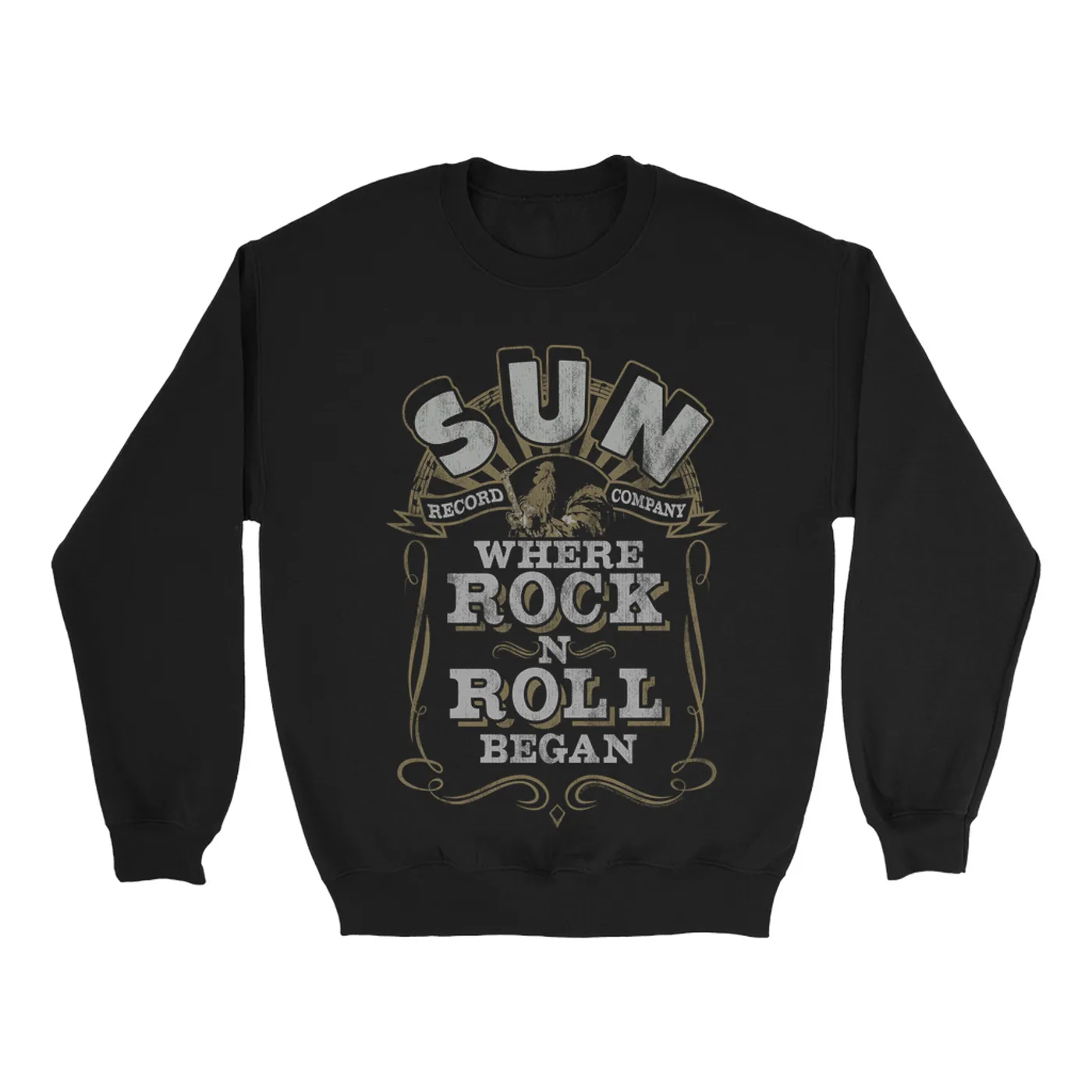 Sun Records Sweatshirt | Where Rock n Roll Began Filigree Design Distressed Sun Records Sweatshirt