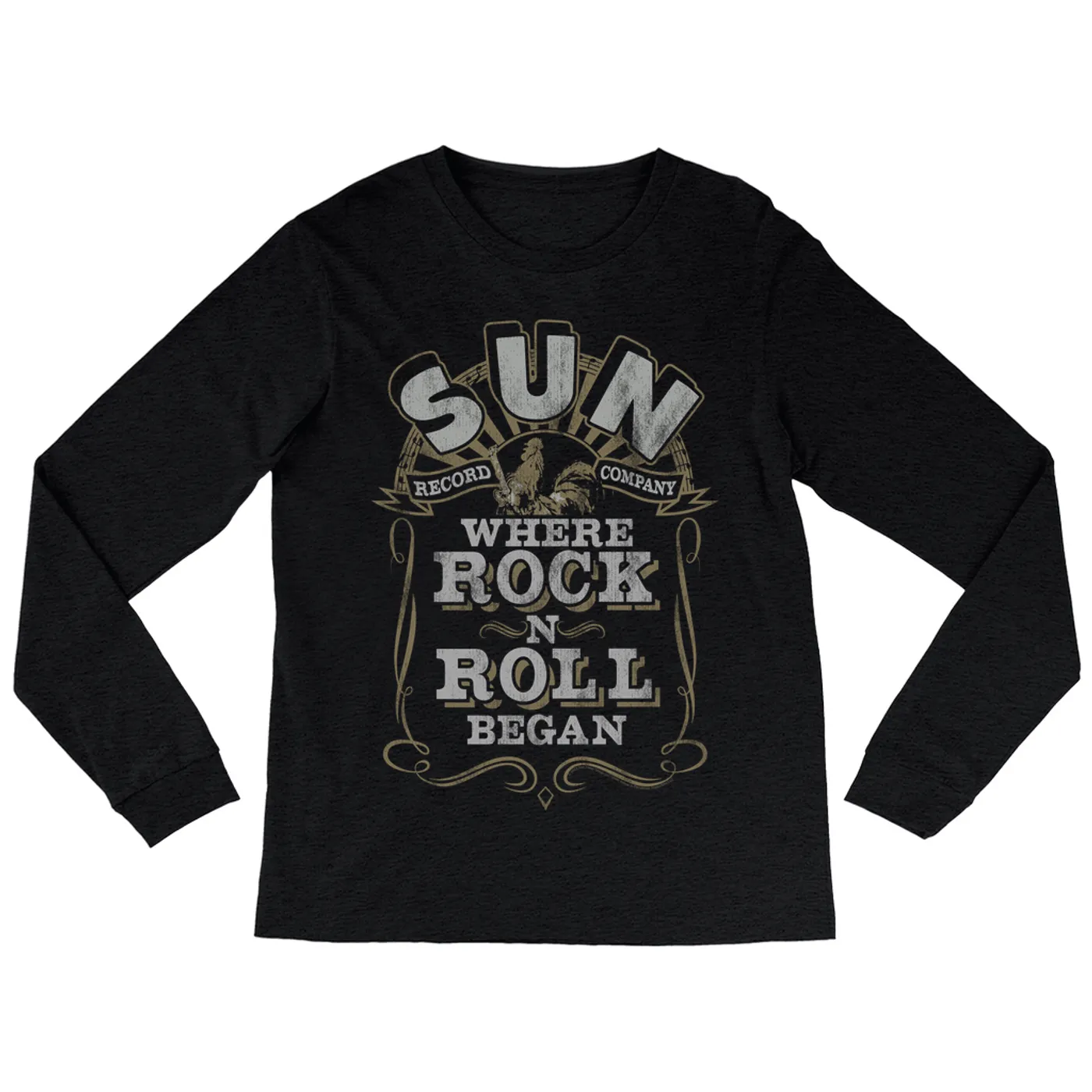 Sun Records Long Sleeve Shirt | Where Rock n Roll Began Filigree Design Distressed Sun Records Shirt