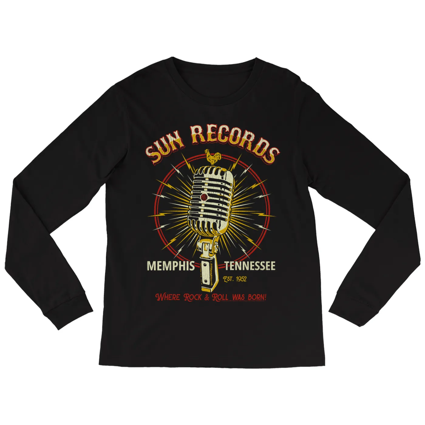 Sun Records Long Sleeve Shirt | Where Rock n Roll Was Born Microphone Image Sun Records Shirt