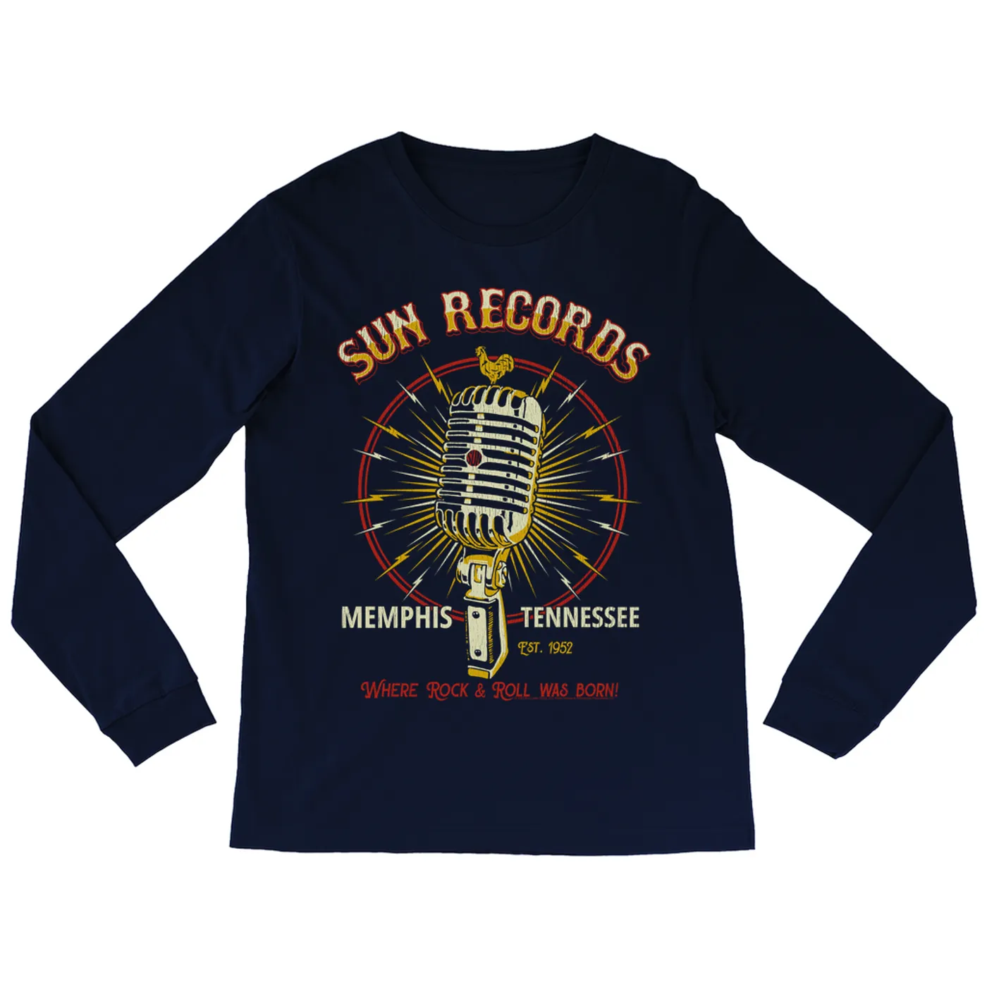 Sun Records Long Sleeve Shirt | Where Rock n Roll Was Born Microphone Image Sun Records Shirt