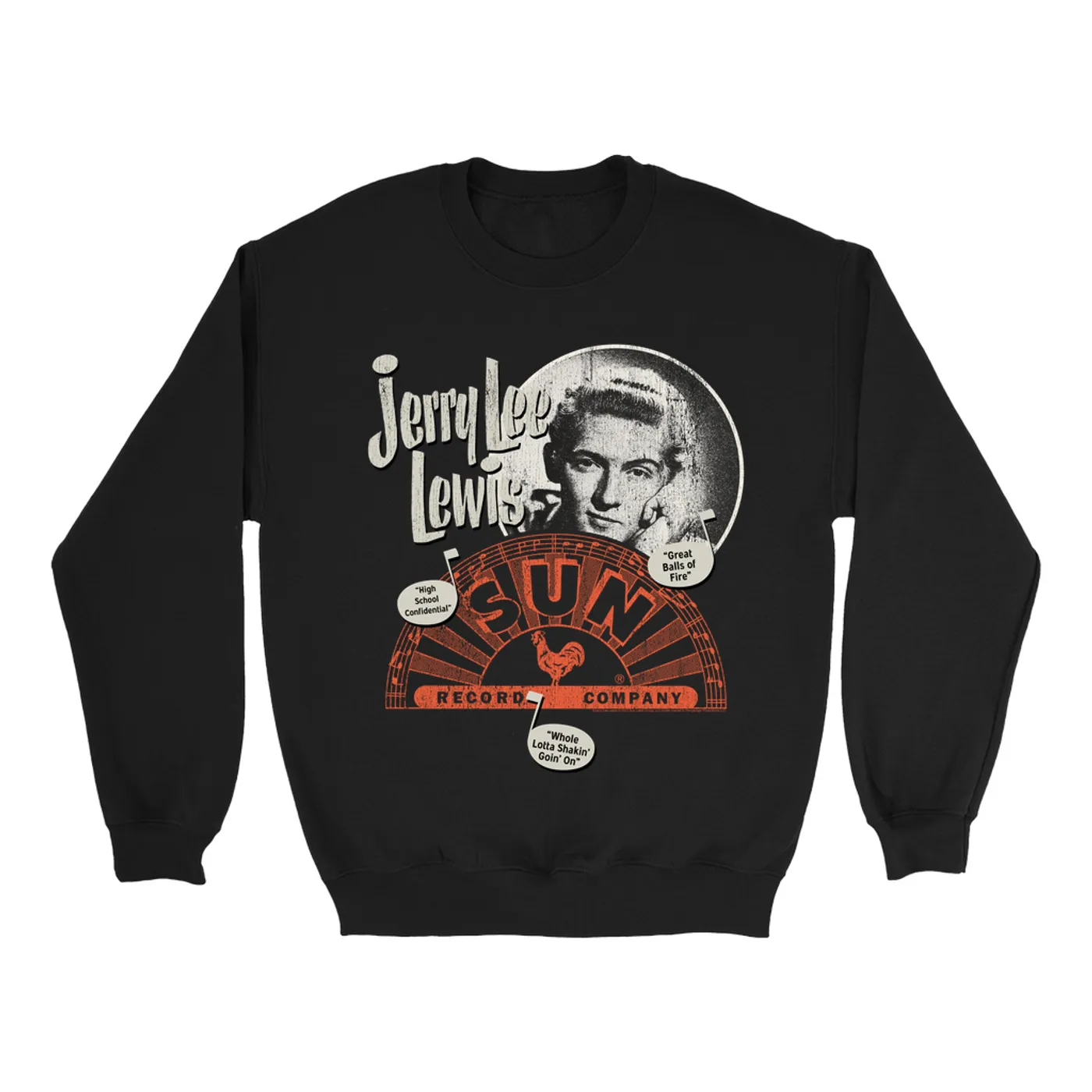 Sun Records Sweatshirt | Jerry Lee Lewis Singles Design Sun Records Sweatshirt
