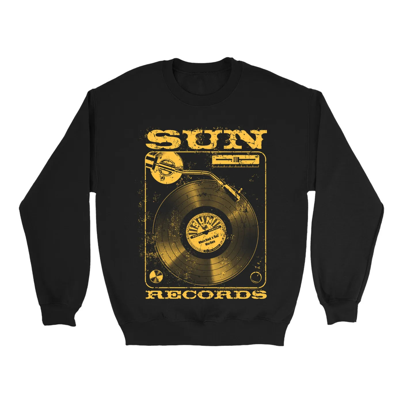 Sun Records Sweatshirt | Sun Records On The Turntable Distressed Sun Records Sweatshirt