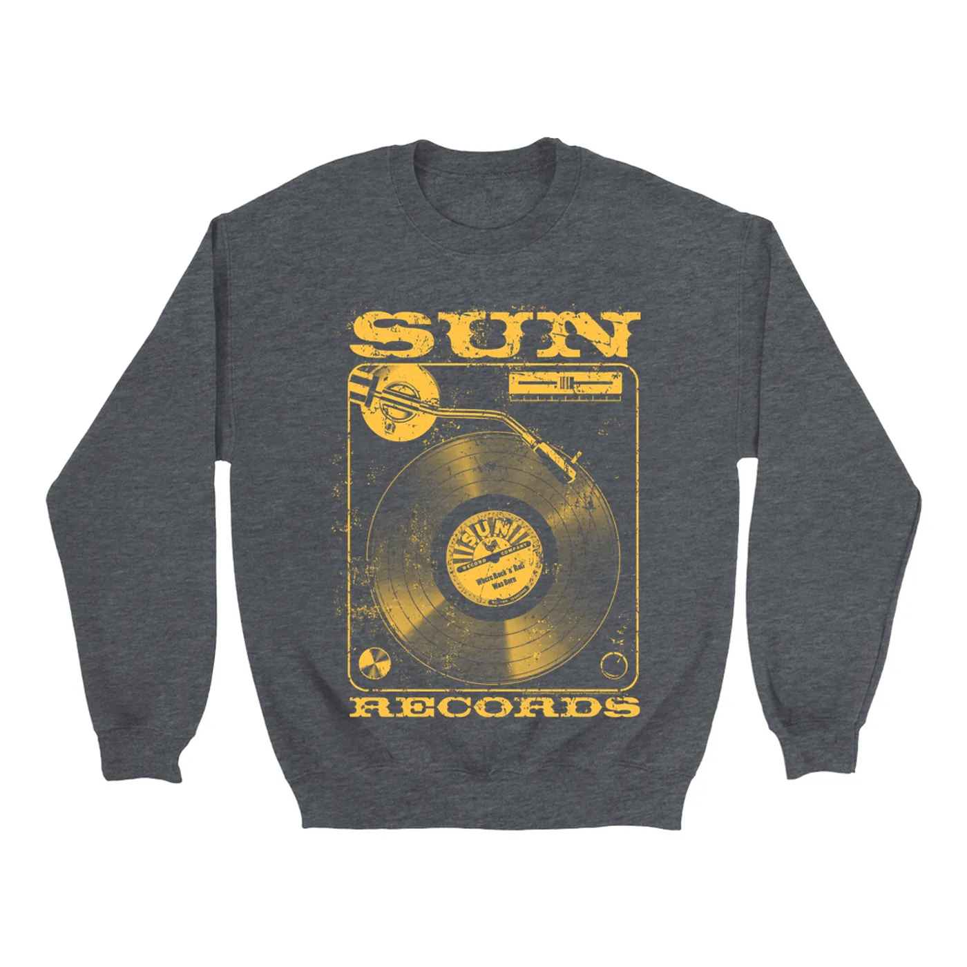 Sun Records Sweatshirt | Sun Records On The Turntable Distressed Sun Records Sweatshirt
