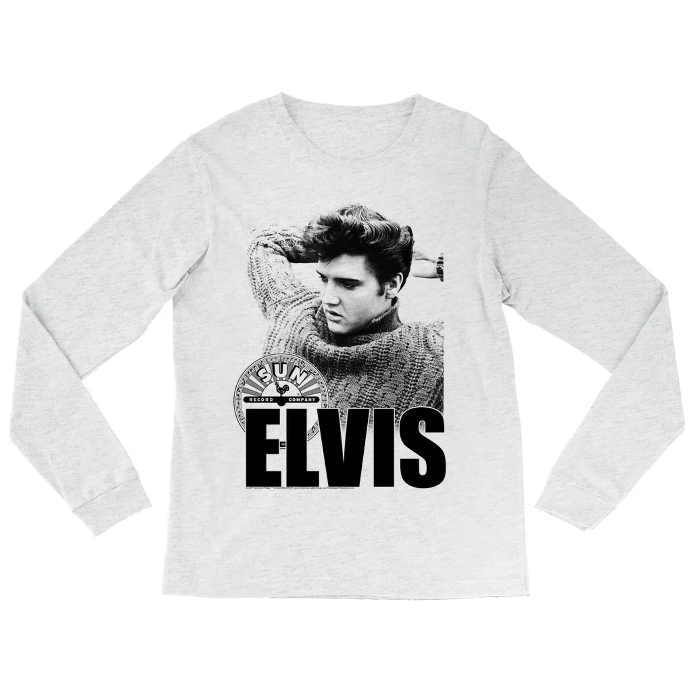 Elvis Presley Sun Records Long Sleeve Shirt | Book Cover Photo With Record Label (Merchbar Exclusive) Sun Records Shirt