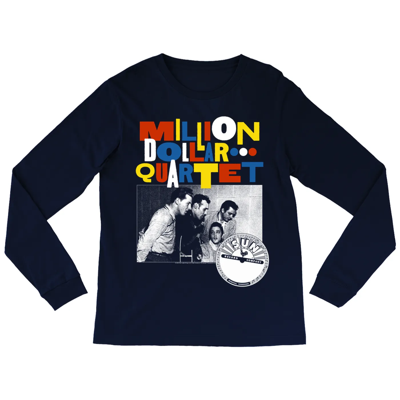 Sun Records Long Sleeve Shirt | Primary Color Million Dollar Quartet Image Sun Records Shirt