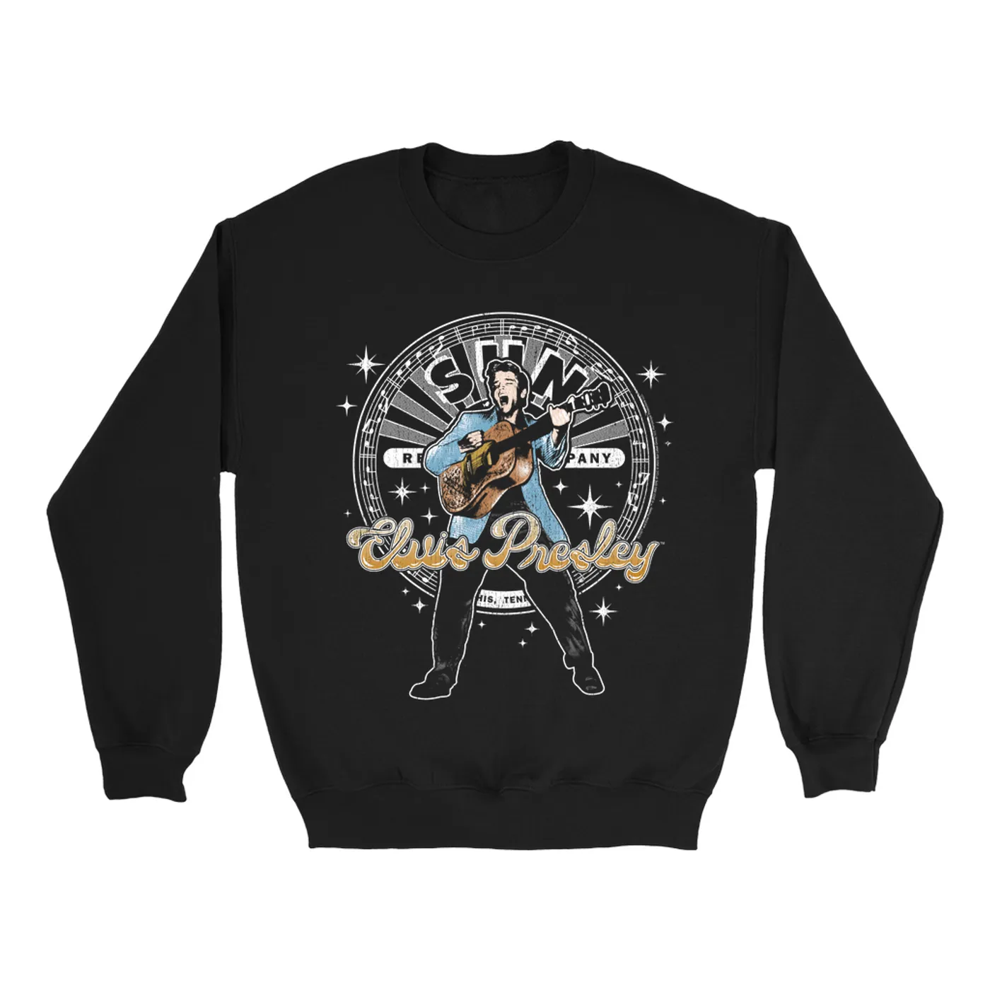 Sun Records Sweatshirt | Singing Elvis Presley With Record Label Logo Sun Records Sweatshirt