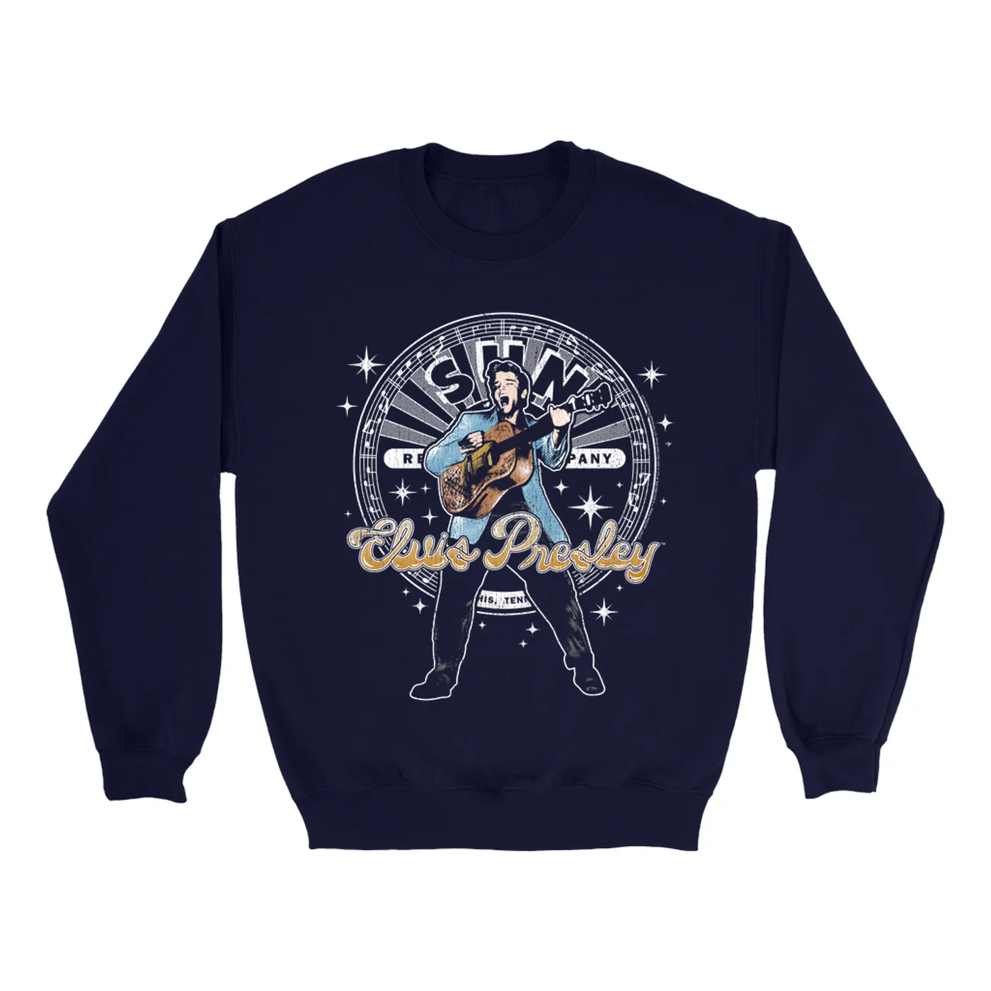 Sun Records Sweatshirt | Singing Elvis Presley With Record Label Logo Sun Records Sweatshirt