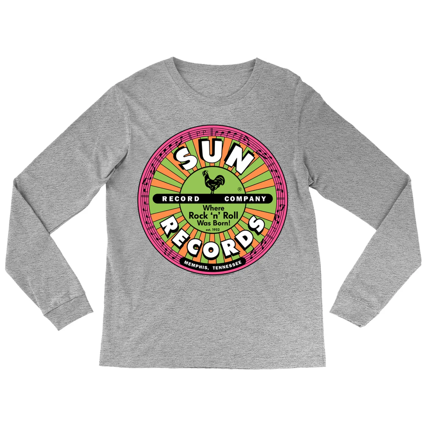 Sun Records Long Sleeve Shirt | Where Rock n Roll Was Born Colorful Label (Merchbar Exclusive) Sun Records Shirt
