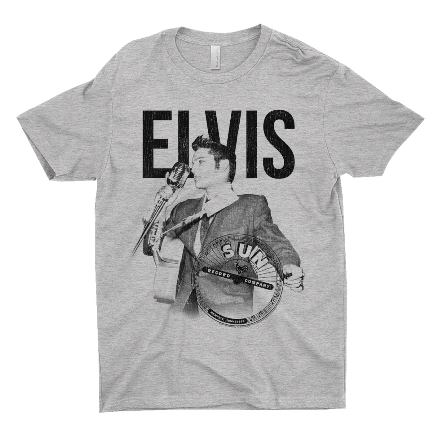Sun Records T-Shirt | Elvis Solo Live Black Distressed Sun Records Shirt