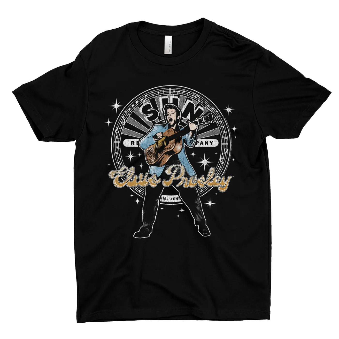 Sun Records T-Shirt | Singing Elvis Presley With Record Label Logo Sun Records Shirt