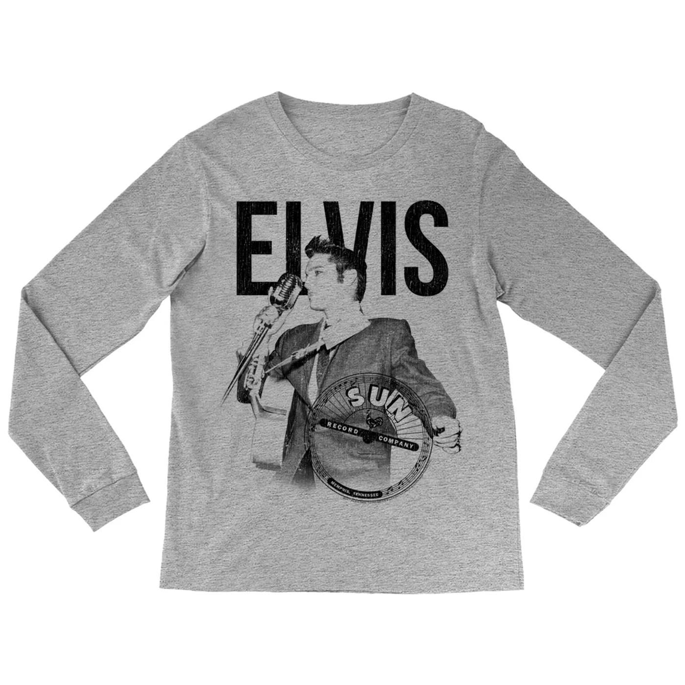 Sun Records Long Sleeve Shirt | Elvis Presley Solo Live Black Distressed Sun Records Shirt