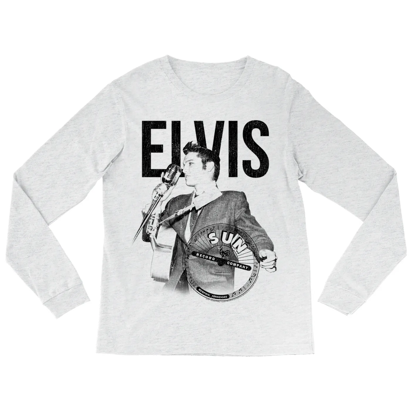 Sun Records Long Sleeve Shirt | Elvis Presley Solo Live Black Distressed Sun Records Shirt