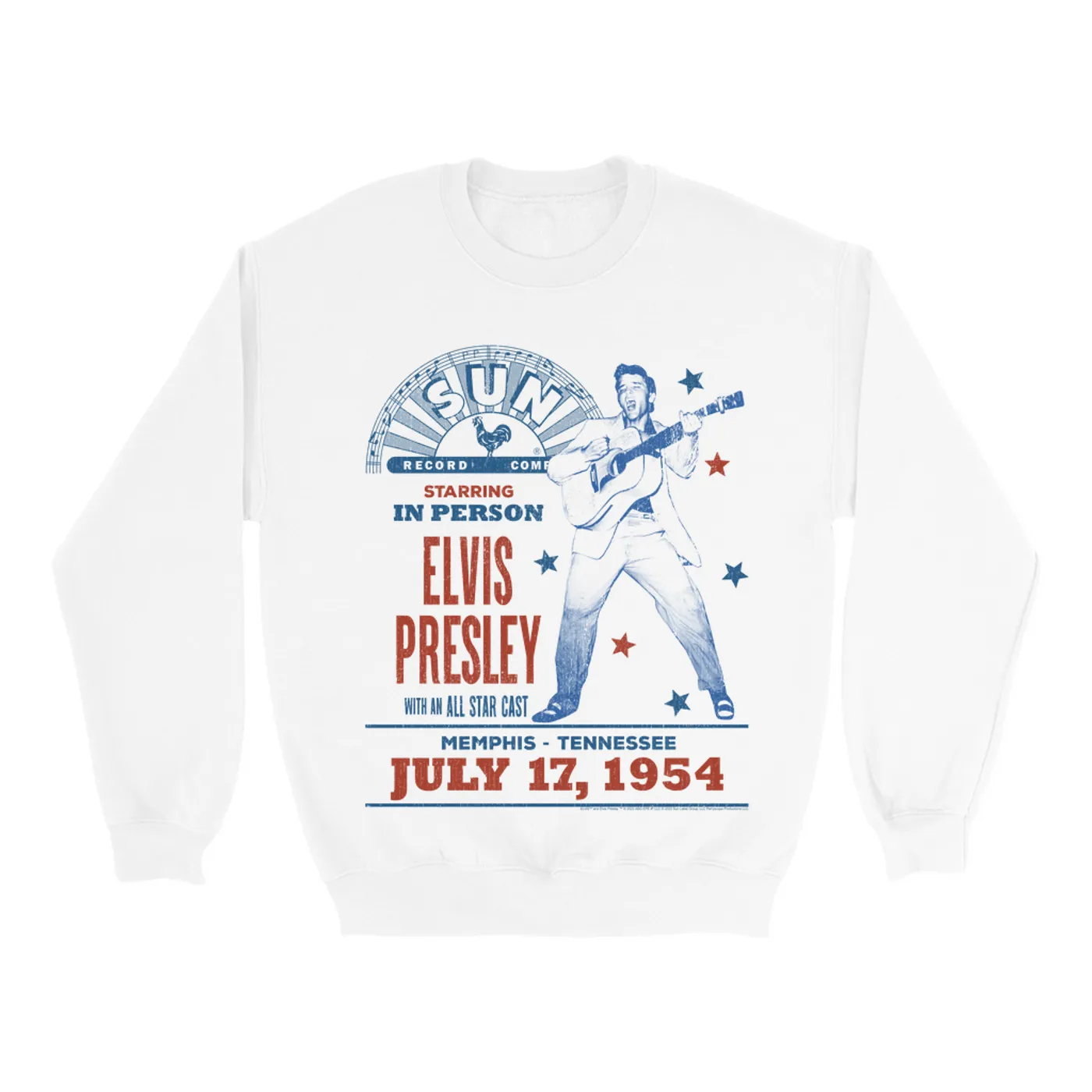 Elvis Presley Sun Records Sweatshirt | Memphis Tennessee July 1954 Concert Sun Records Sweatshirt