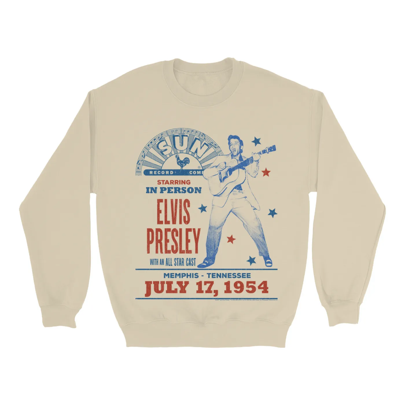Elvis Presley Sun Records Sweatshirt | Memphis Tennessee July 1954 Concert Sun Records Sweatshirt