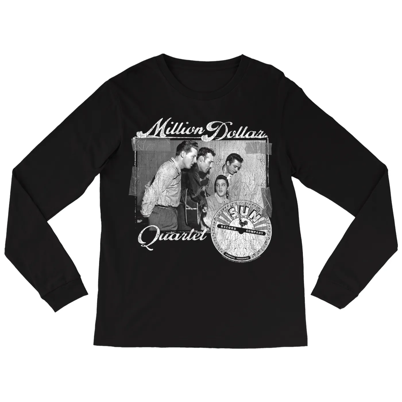 Sun Records Long Sleeve Shirt | White Million Dollar Quartet Image Sun Records Shirt