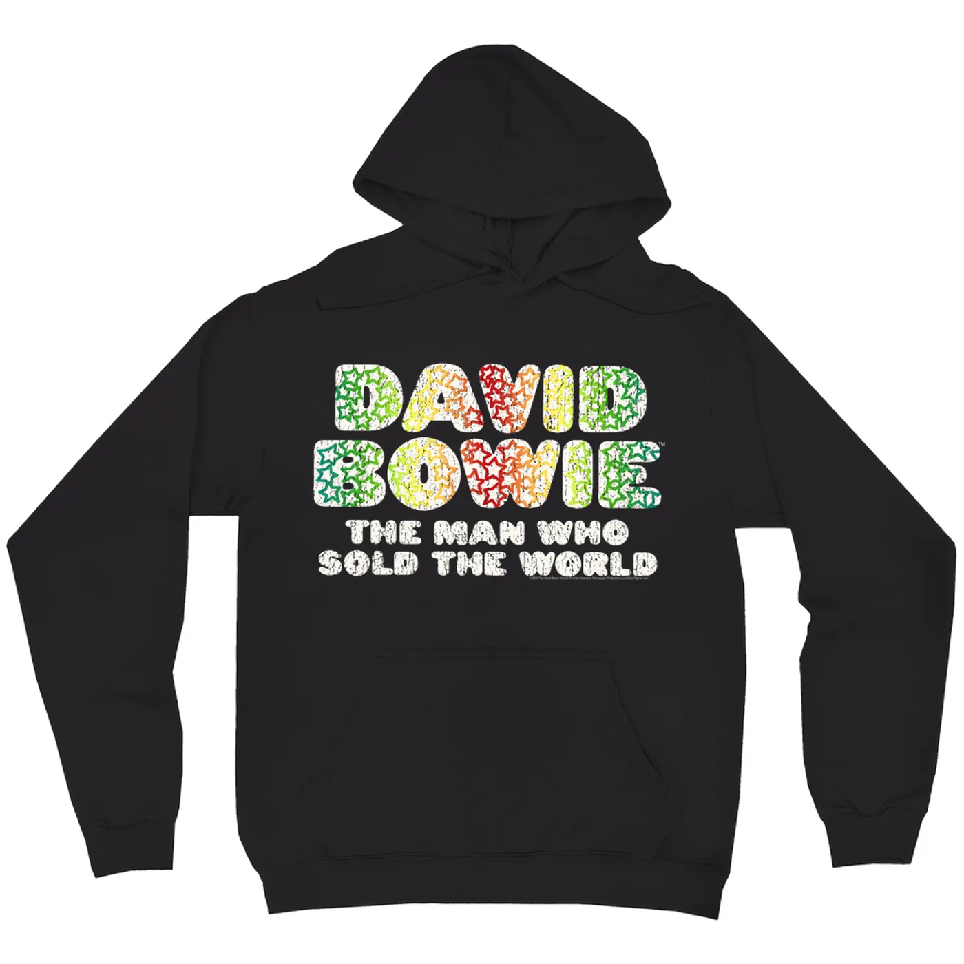 David Bowie Hoodie | Rainbow Funky The Man Who Sold The World Logo Distressed (Merchbar Exclusive) David Bowie Hoodie