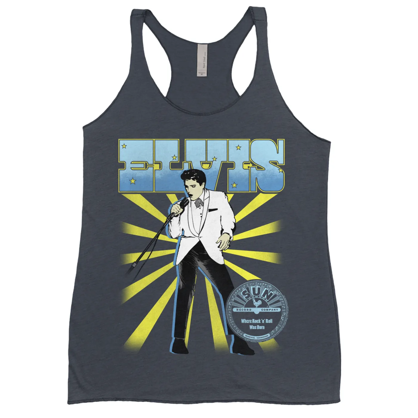 Sun Records Ladies' Tank Top | Elvis Presley Retro Blue Yellow Burst (Merchbar Exclusive) Sun Records Shirt
