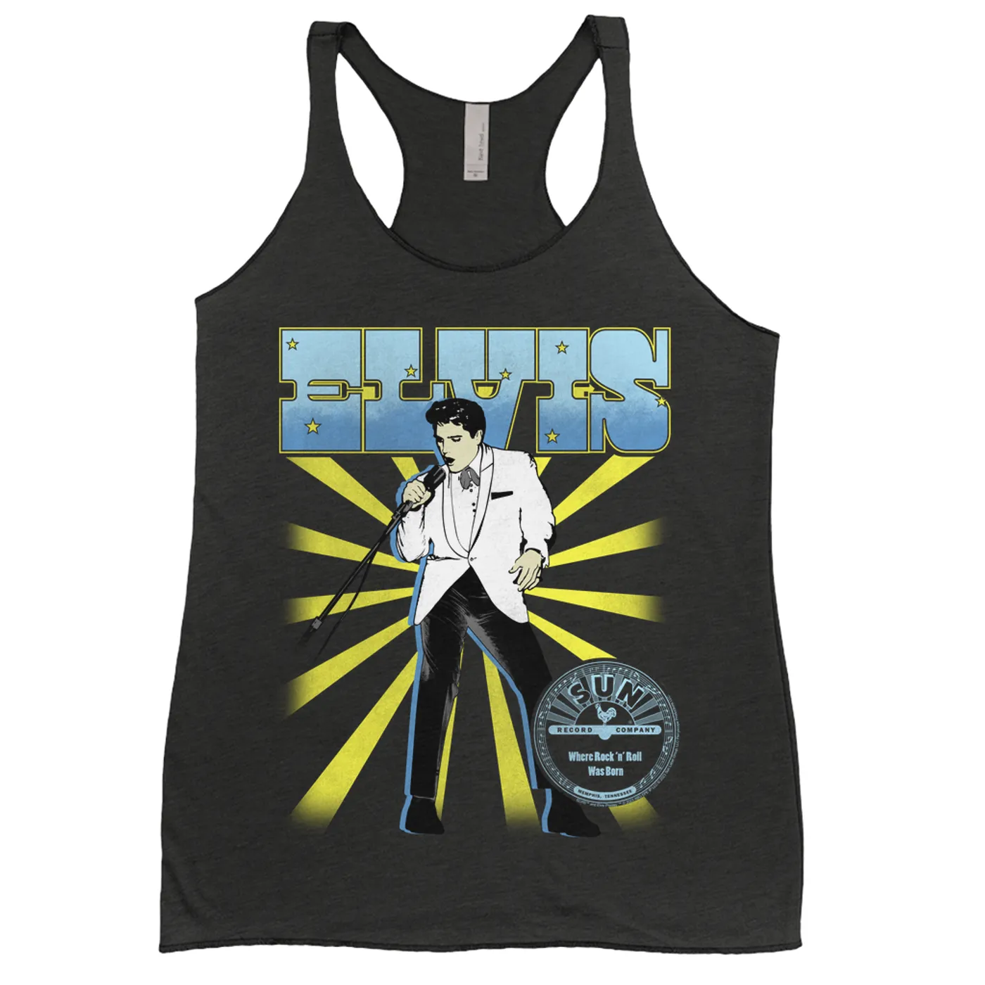 Sun Records Ladies' Tank Top | Elvis Presley Retro Blue Yellow Burst (Merchbar Exclusive) Sun Records Shirt