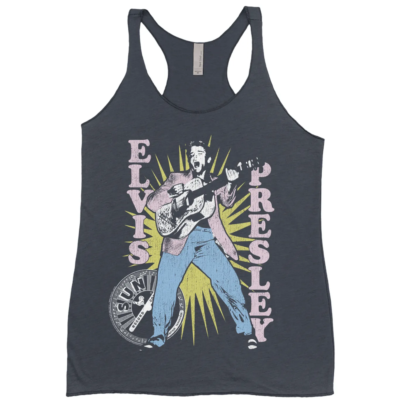 Sun Records Ladies' Tank Top | Singing Elvis Presley In Burst Distressed (Merchbar Exclusive) Sun Records Shirt