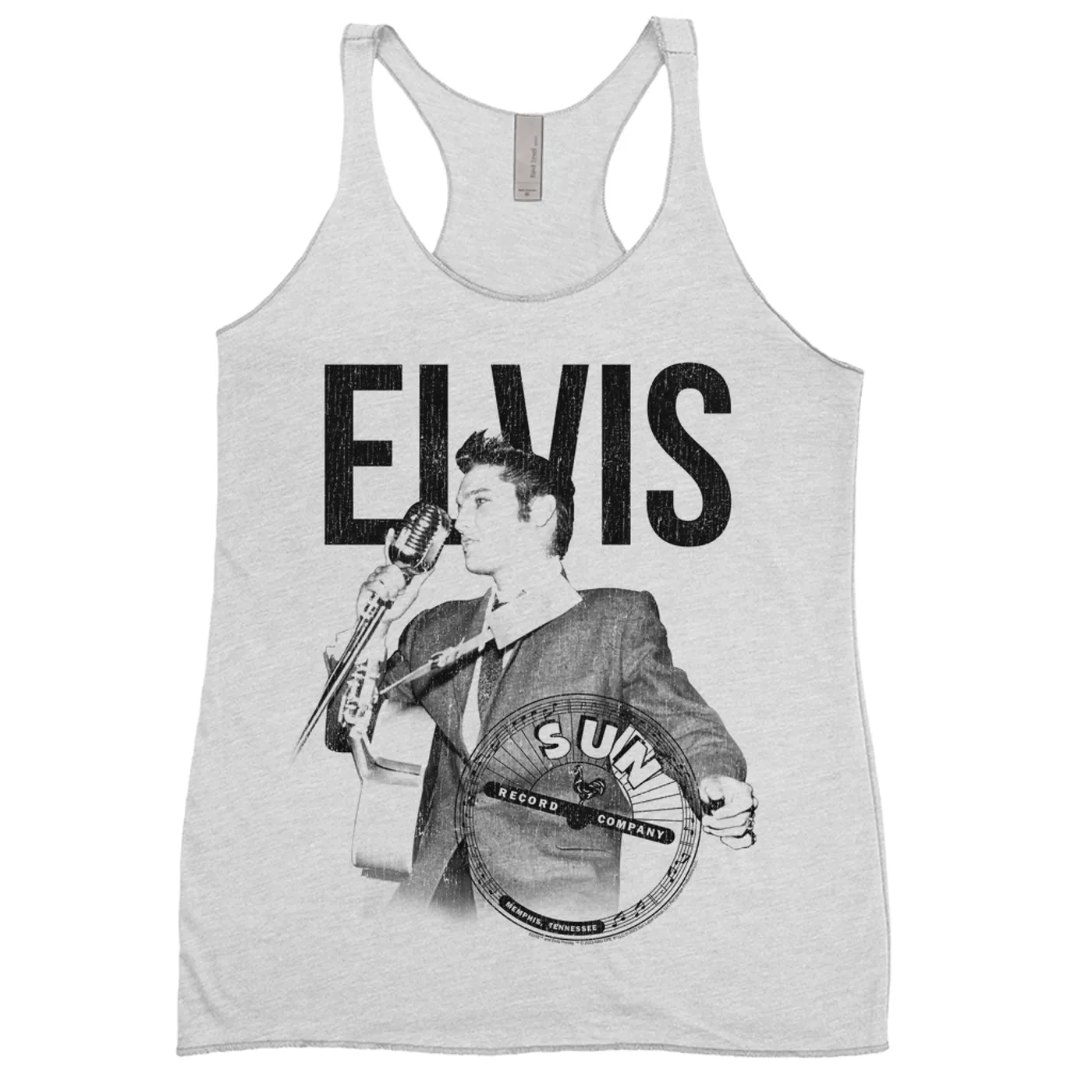 Sun Records Ladies' Tank Top | Elvis Presley Solo Live Black Distressed Sun Records Shirt