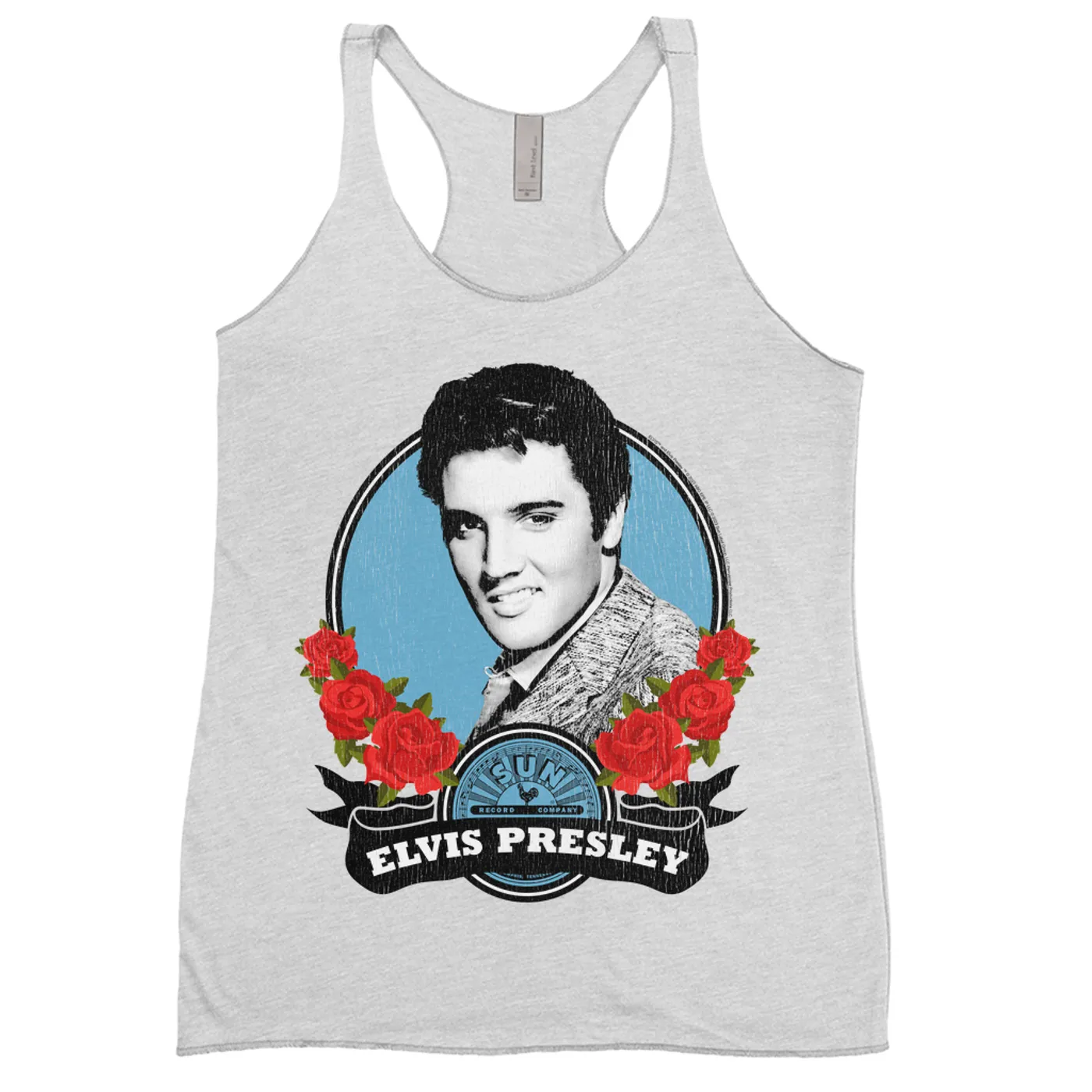 Sun Records Ladies' Tank Top | Elvis Presley In Roses Distressed (Merchbar Exclusive) Sun Records Shirt