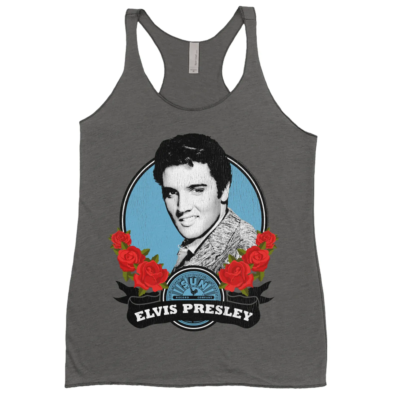 Sun Records Ladies' Tank Top | Elvis Presley In Roses Distressed (Merchbar Exclusive) Sun Records Shirt