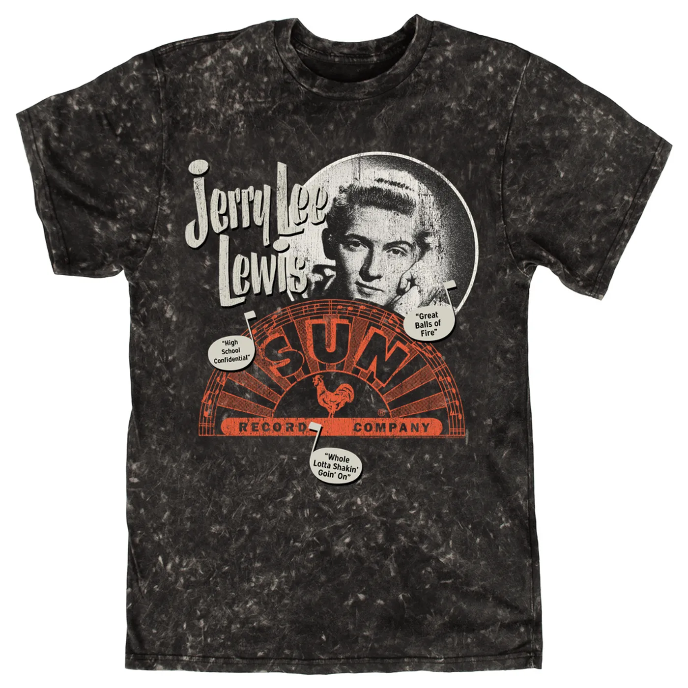 Sun Records T-shirt | Jerry Lee Lewis Singles Design Sun Records Mineral Wash Shirt