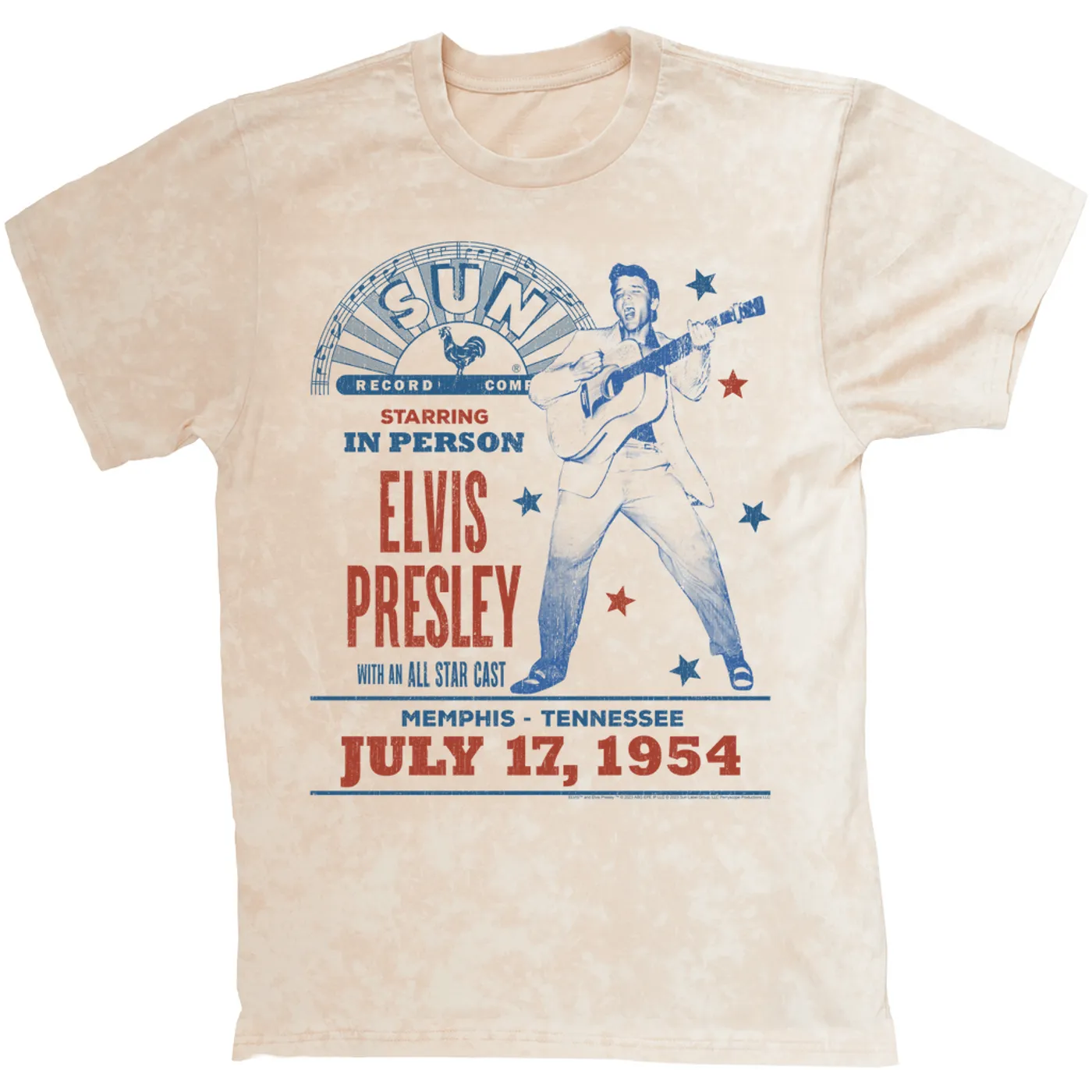 Elvis Presley Sun Records T-shirt | Memphis Tennessee July 1954 Concert Sun Records Mineral Wash Shirt