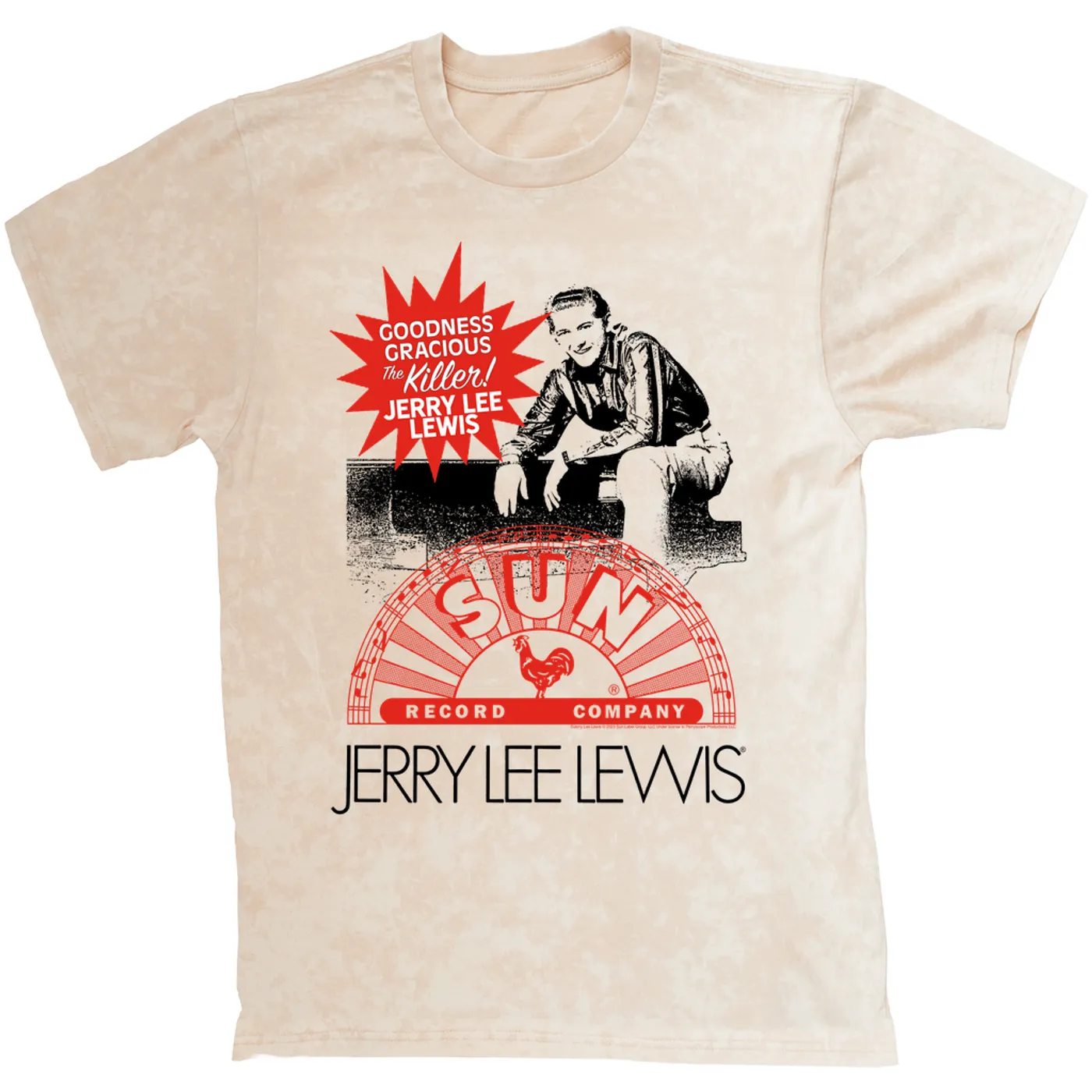 Sun Records T-shirt | The Killer! Jerry Lee Lewis Sun Records Mineral Wash Shirt