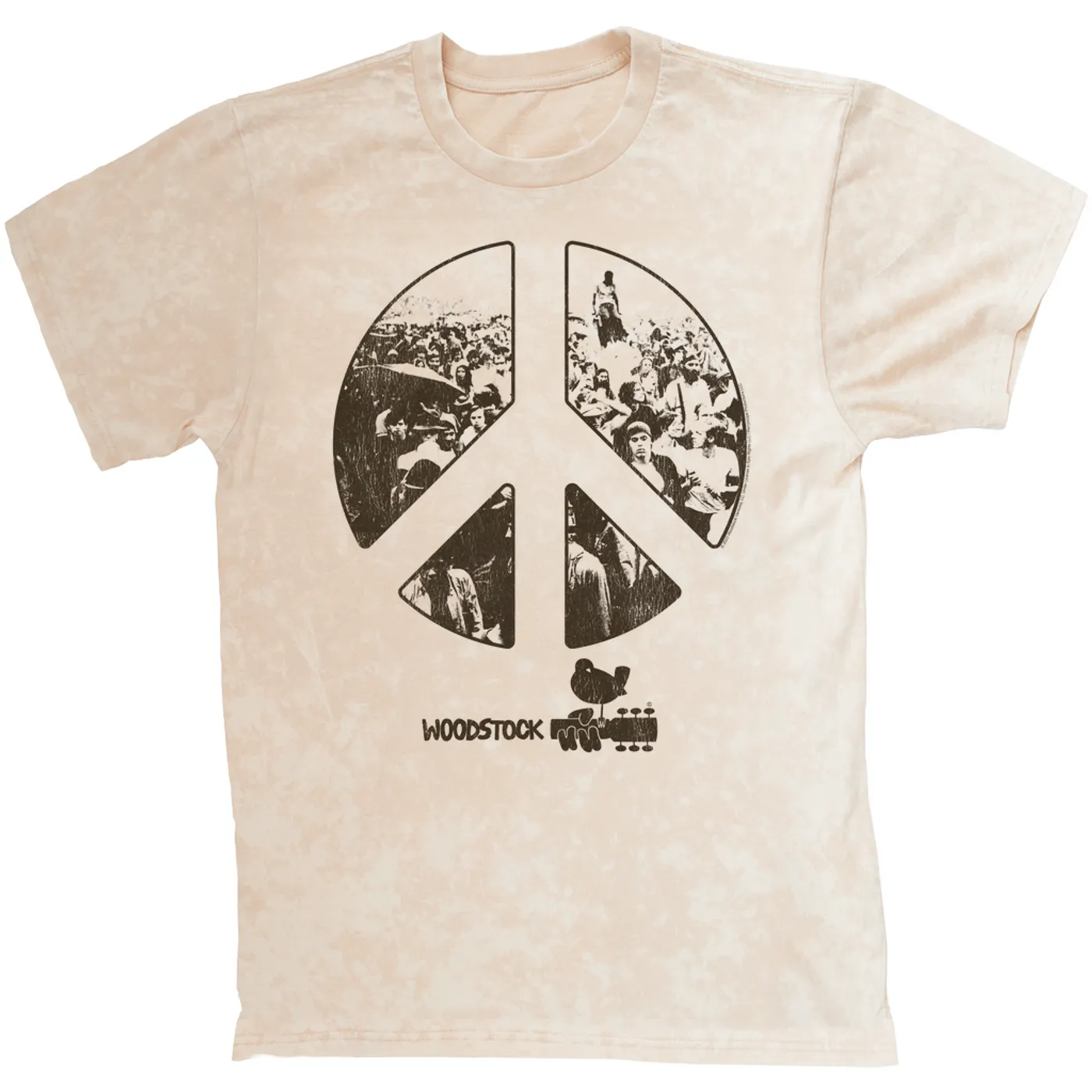 Woodstock T-shirt | Crowd Photo Peace Sign (Merchbar Exclusive) Woodstock Mineral Wash Shirt