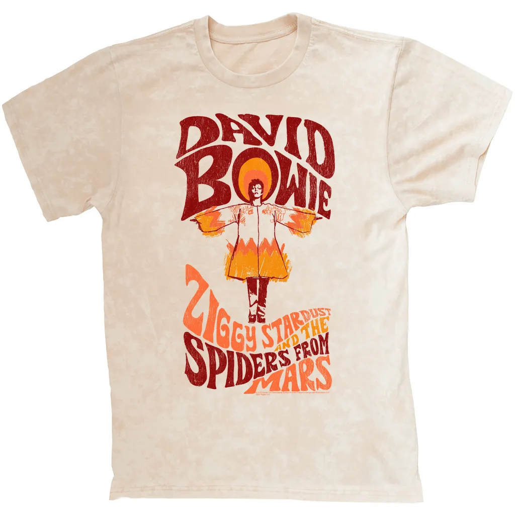 T-shirt | Retro Orange Ziggy Stardust And The Spiders From Mars Distressed (Equineop Exclusive) Mineral Wash Shirt