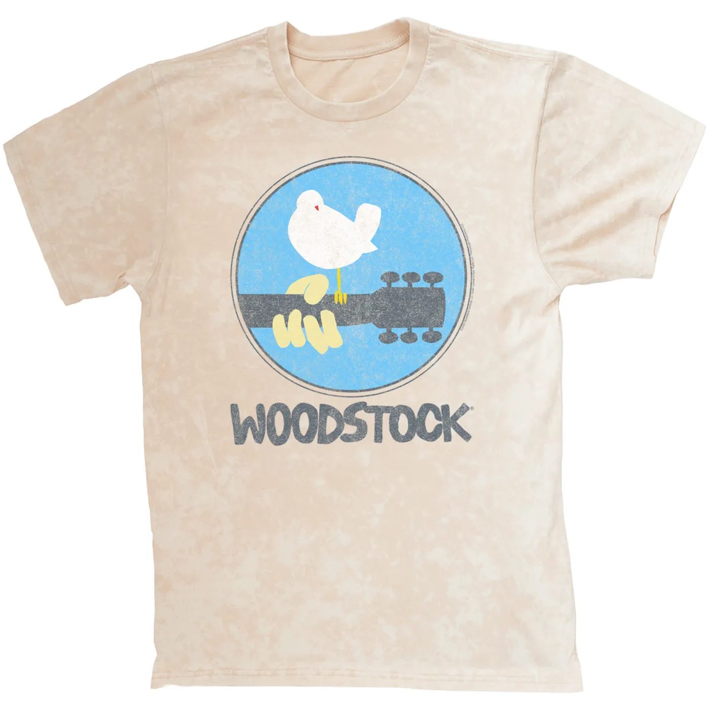 Woodstock T-shirt | Woodstock Bird And Guitar (Merchbar Exclusive) Woodstock Mineral Wash Shirt
