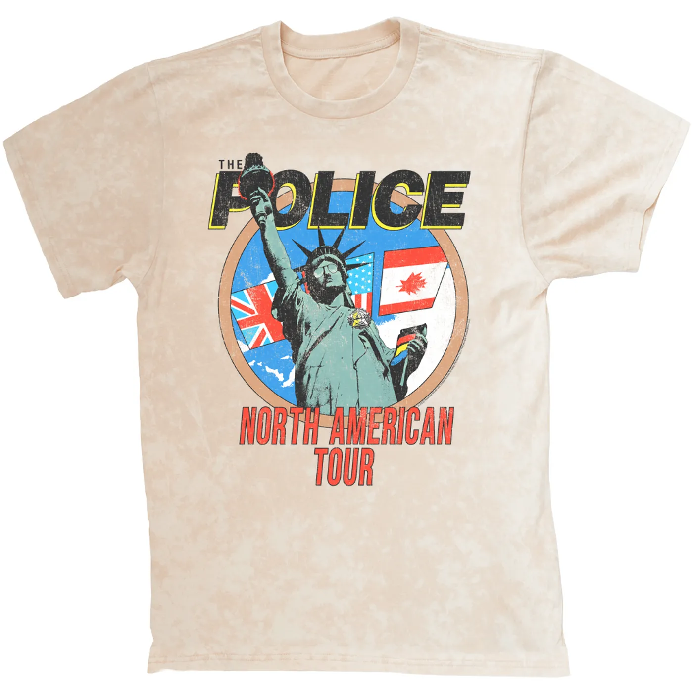 The Police T-shirt | North America 1983 Colorful Concert Promotion Distressed (Merchbar Exclusive) The Police Mineral Wash Shirt