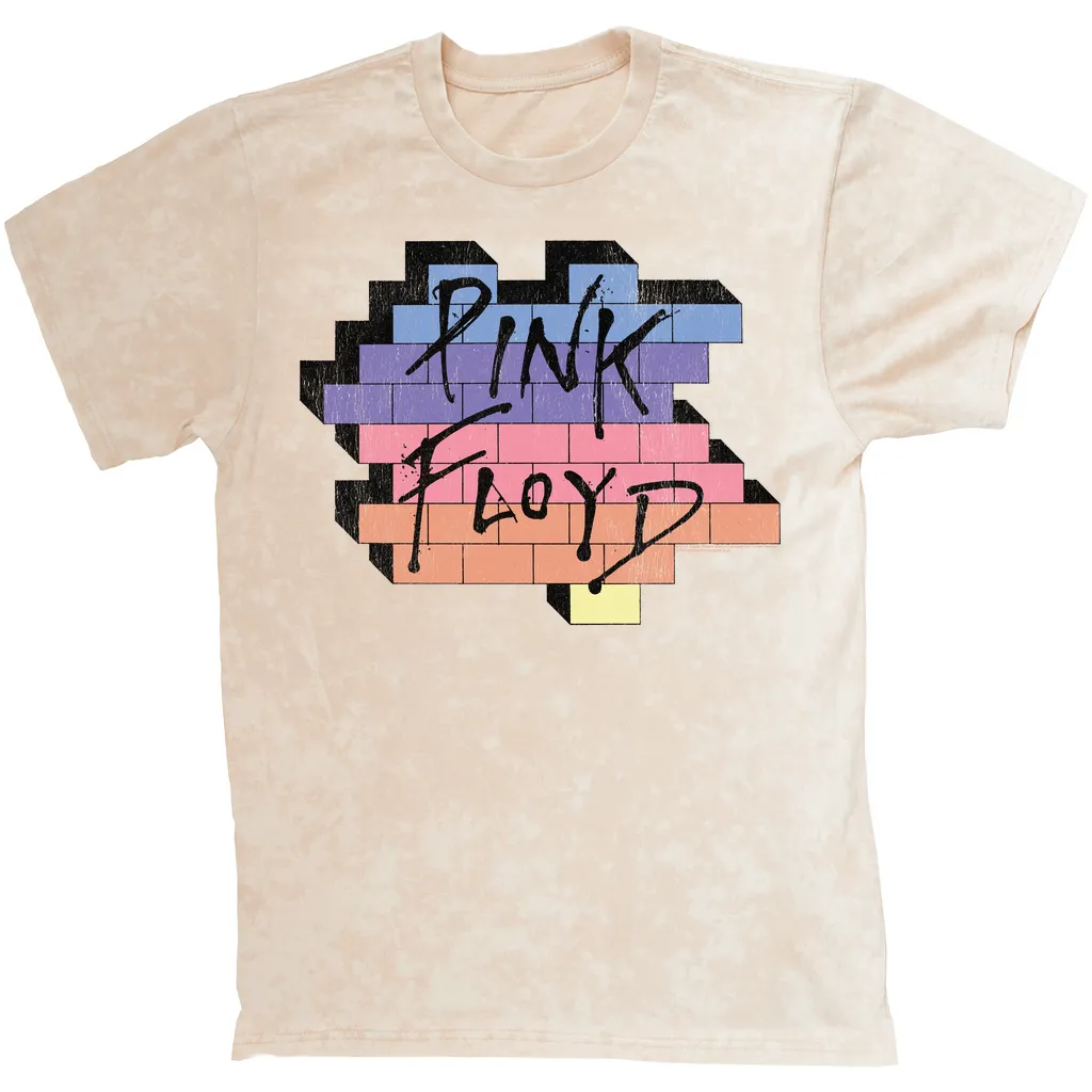 T-shirt | Another Brick In The Wall Rainbow Ombre Image Distressed Mineral Wash Shirt