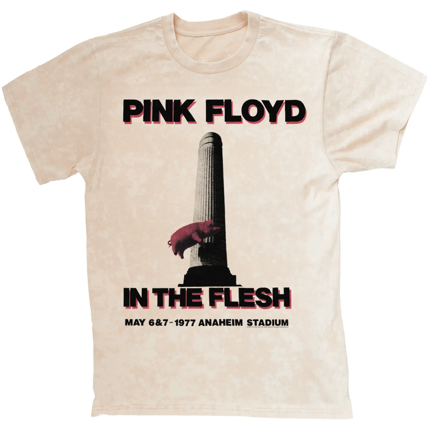 Pink Floyd T-shirt | In The Flesh 1977 Anaheim Stadium Concert (Merchbar Exclusive) Pink Floyd Mineral Wash Shirt