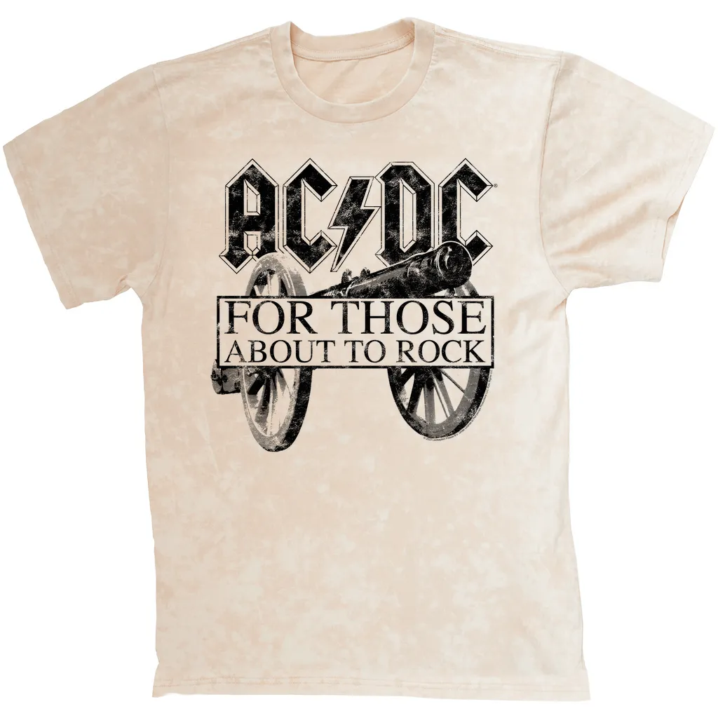 T-shirt | For Those About To Rock Black Cannon Image Distressed Mineral Wash Shirt