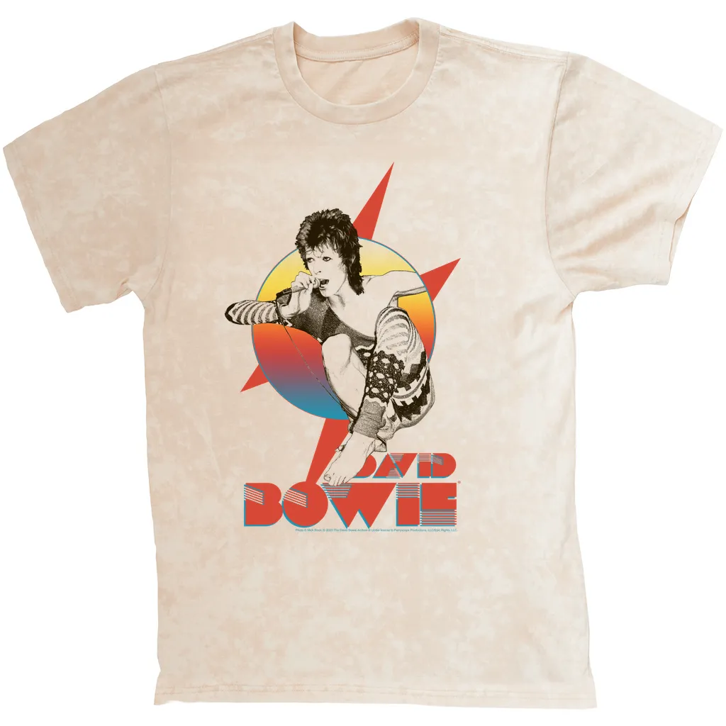 T-shirt | Bowie Performing Colorful Design Mineral Wash Shirt