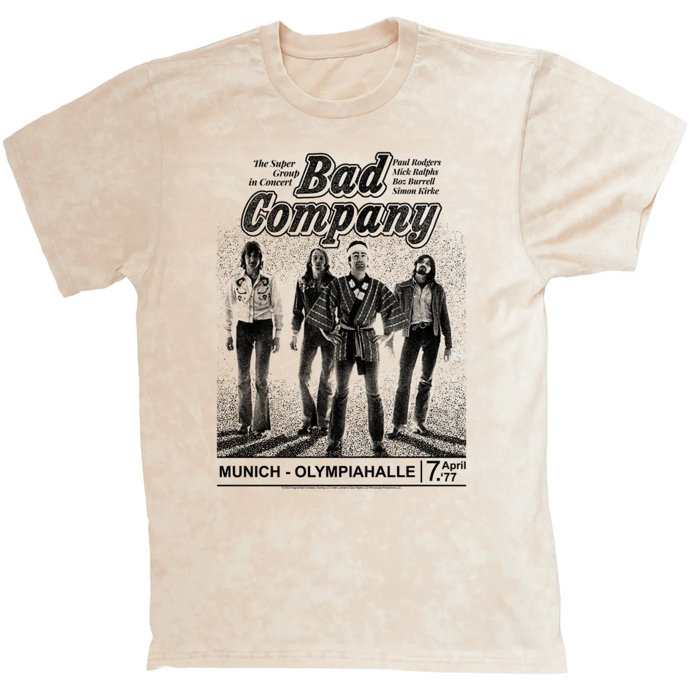 Bad Company T-shirt | Munich Live In Concert 1977 Bad Company Mineral Wash Shirt