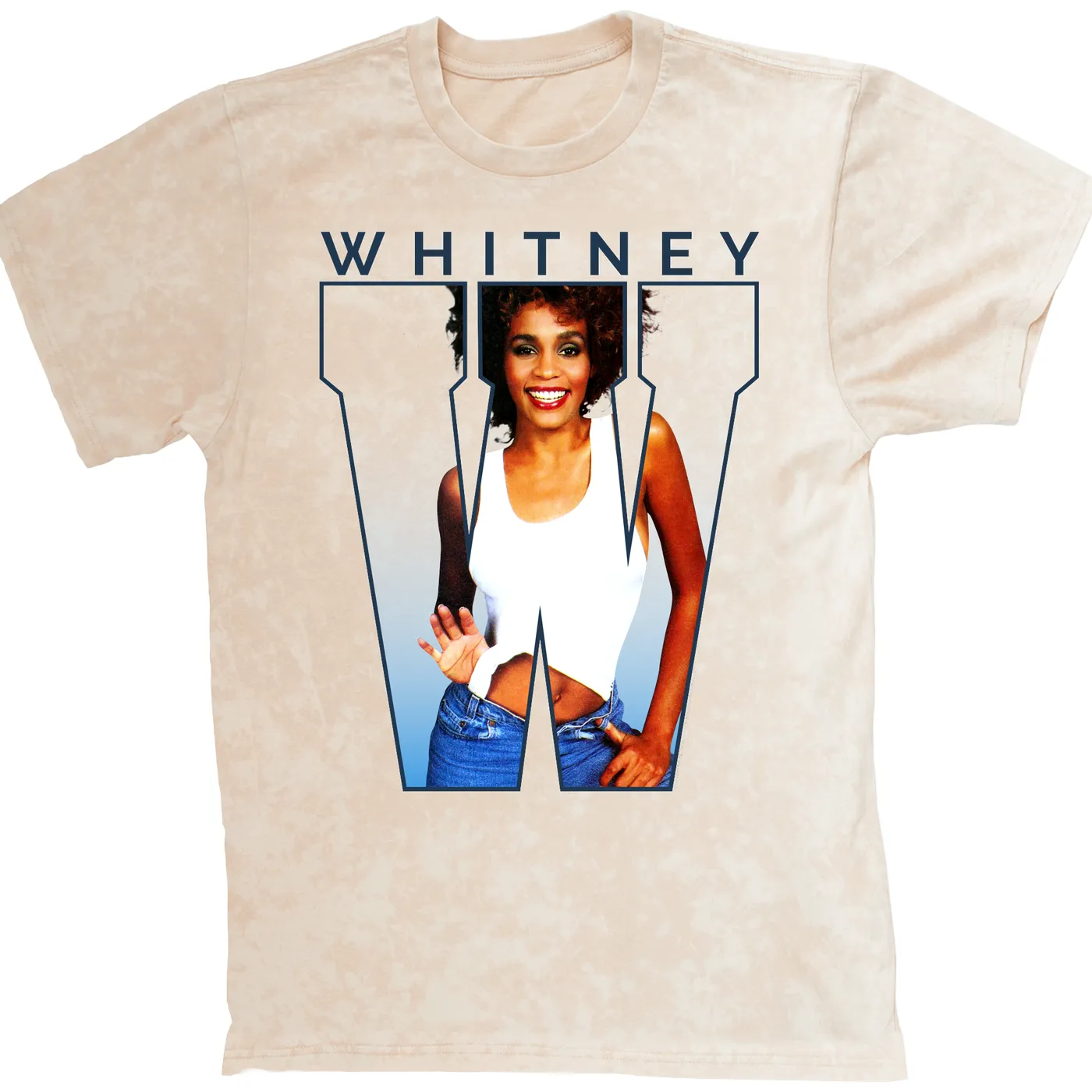 Whitney Houston T-shirt | 1987 "W" Is For Whitney (Merchbar Exclusive) Whitney Houston Mineral Wash Shirt